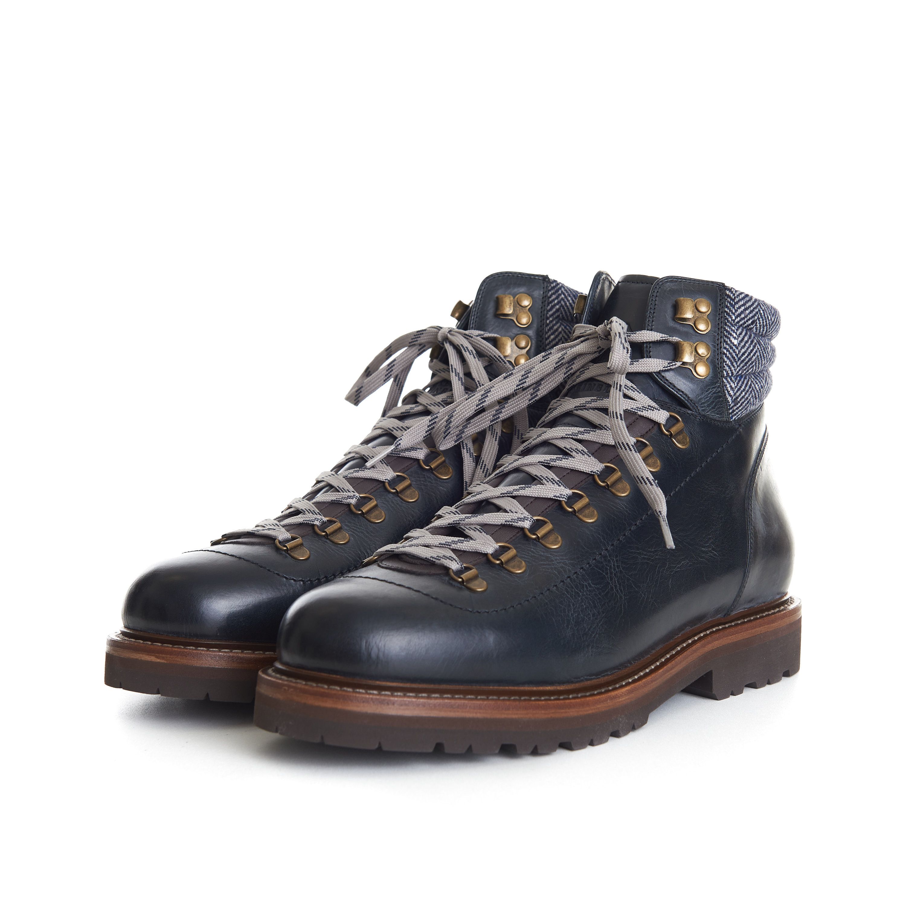 Brunello Cucinelli Mountain Boots In Blue Leather With Shearling Lining Size US 12 / EU 45 - 5 Thumbnail