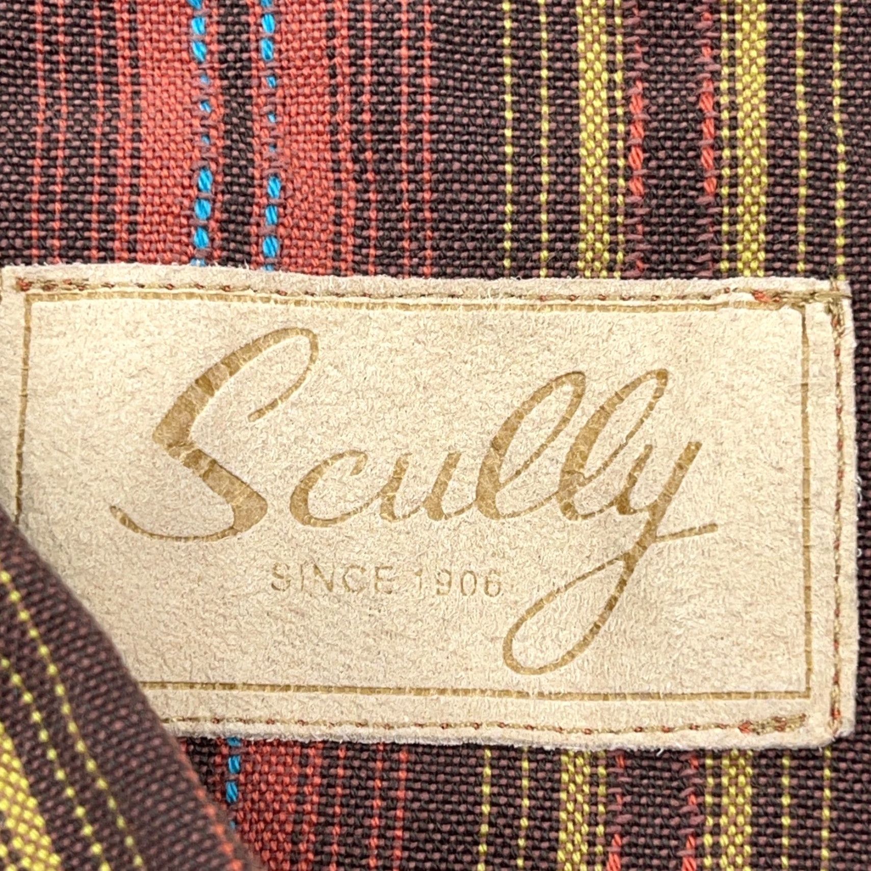 Scully VINTAGE Scully Shirt Men Large Orange Brown Striped Pearl Snap Cowboy South Western Yoke Shirt Mens Large Orange Brown Striped Snap-Front Western - Size US L / EU 52-54 / 3 - 5 Thumbnail