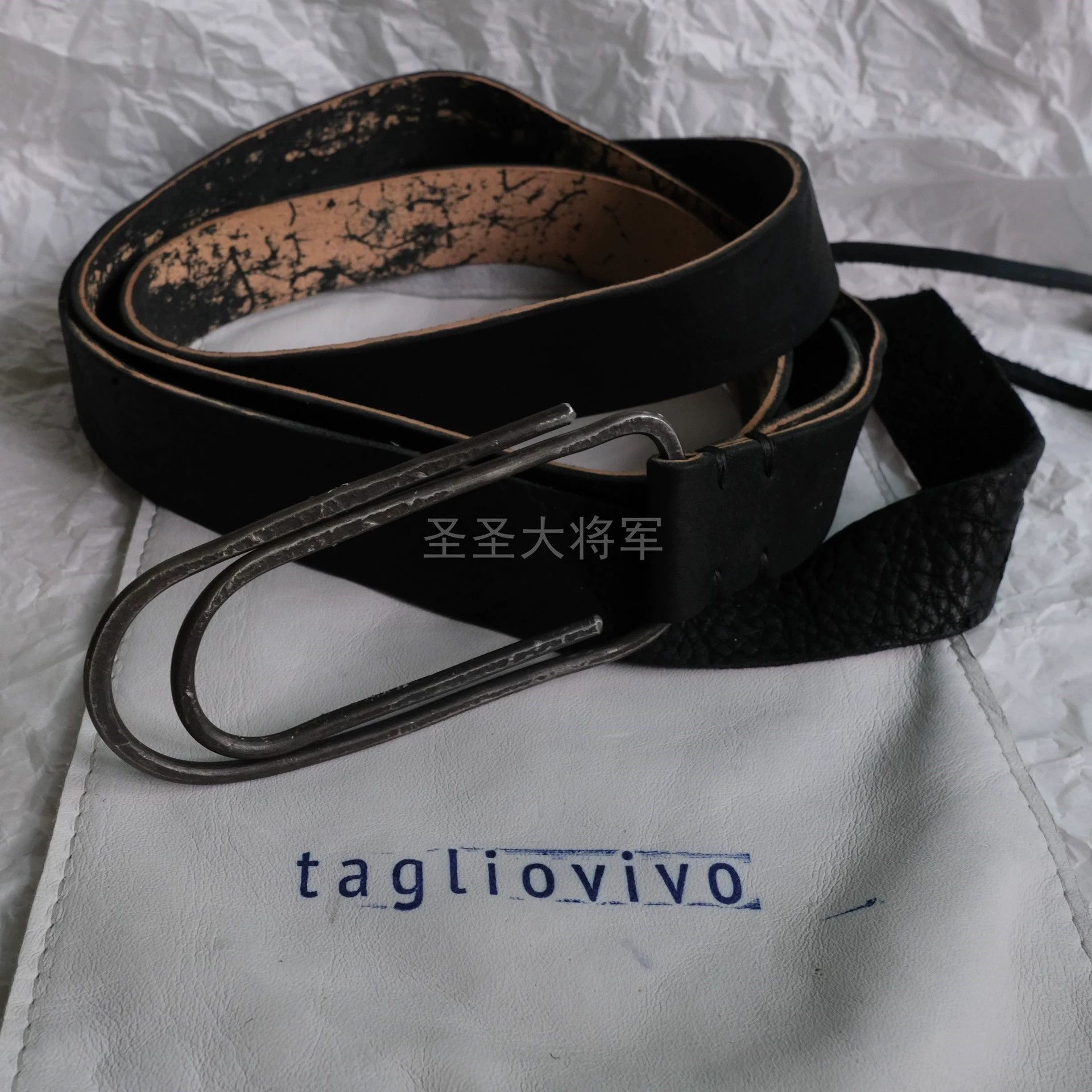 Tagliovivo Tagliovivo Vintage Natural Leather Iron Buckle Long Belt Size ONE SIZE - 1 Thumbnail