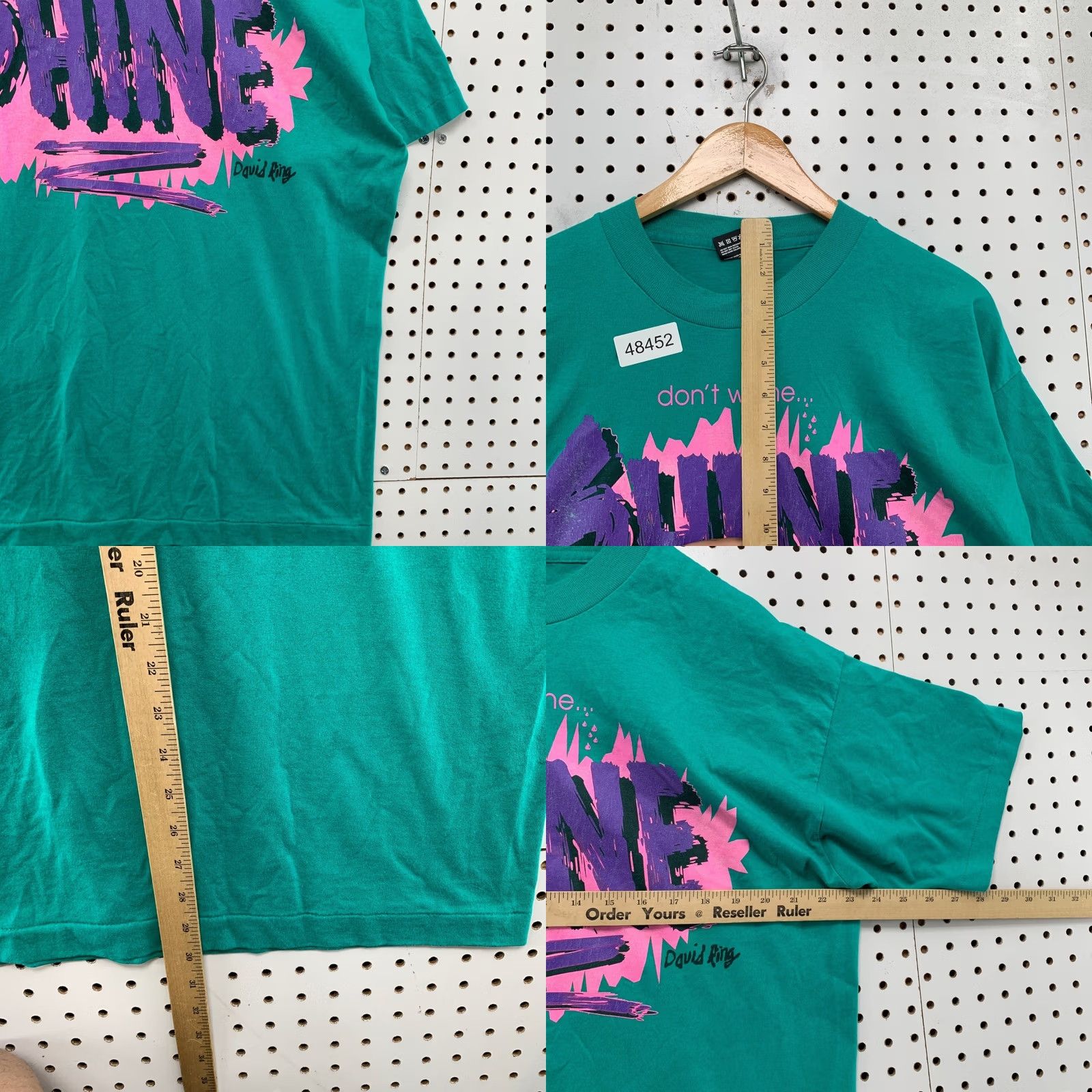 Fruit Of The Loom VINTAGE David Ring Evangelist Shirt Mens XL Green 90s Don't Whine Shine Jesus Size US XL / EU 56 / 4 - 8 Thumbnail