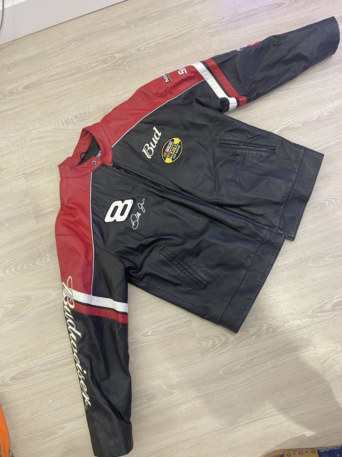 Wilsons Leather Budweiser NASCAR Leather Racing Jacket Size US L / EU 52-54 / 3 - 13 Thumbnail