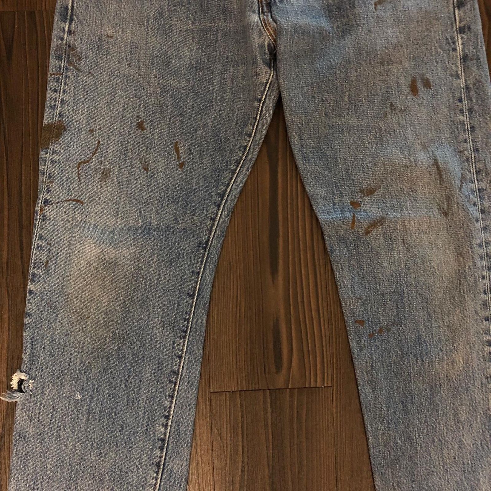 Other Men’s Distressed Painted Riders Denim Jeans Size: 34x32 Size US 34 / EU 50 - 4 Thumbnail