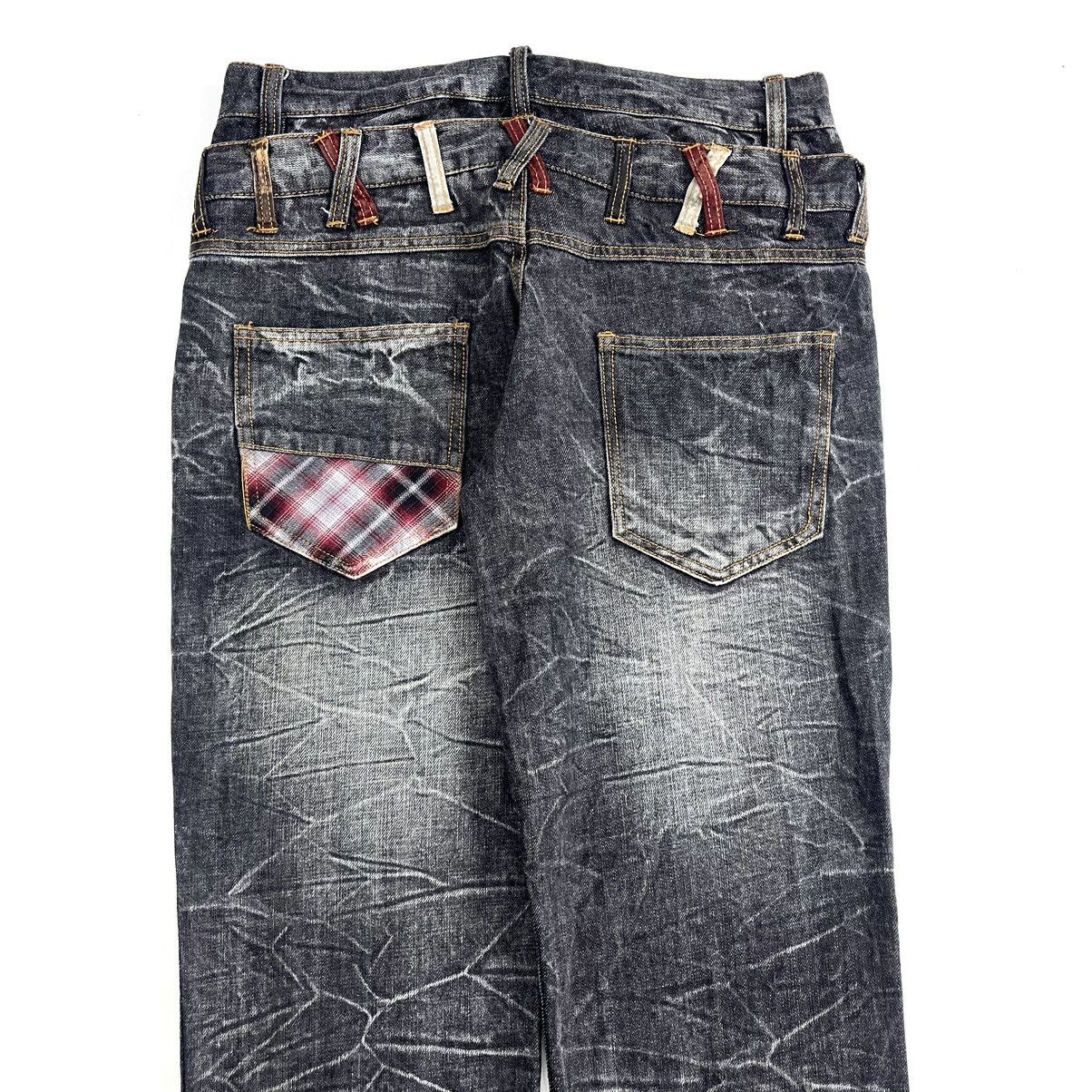 If Six Was Nine × Le Grande Bleu (L.G.B.) × Tornado Mart Destroyed Y2k Barcedos Double Waist Lightning Desain Jeans Size US 31 - 15 Thumbnail