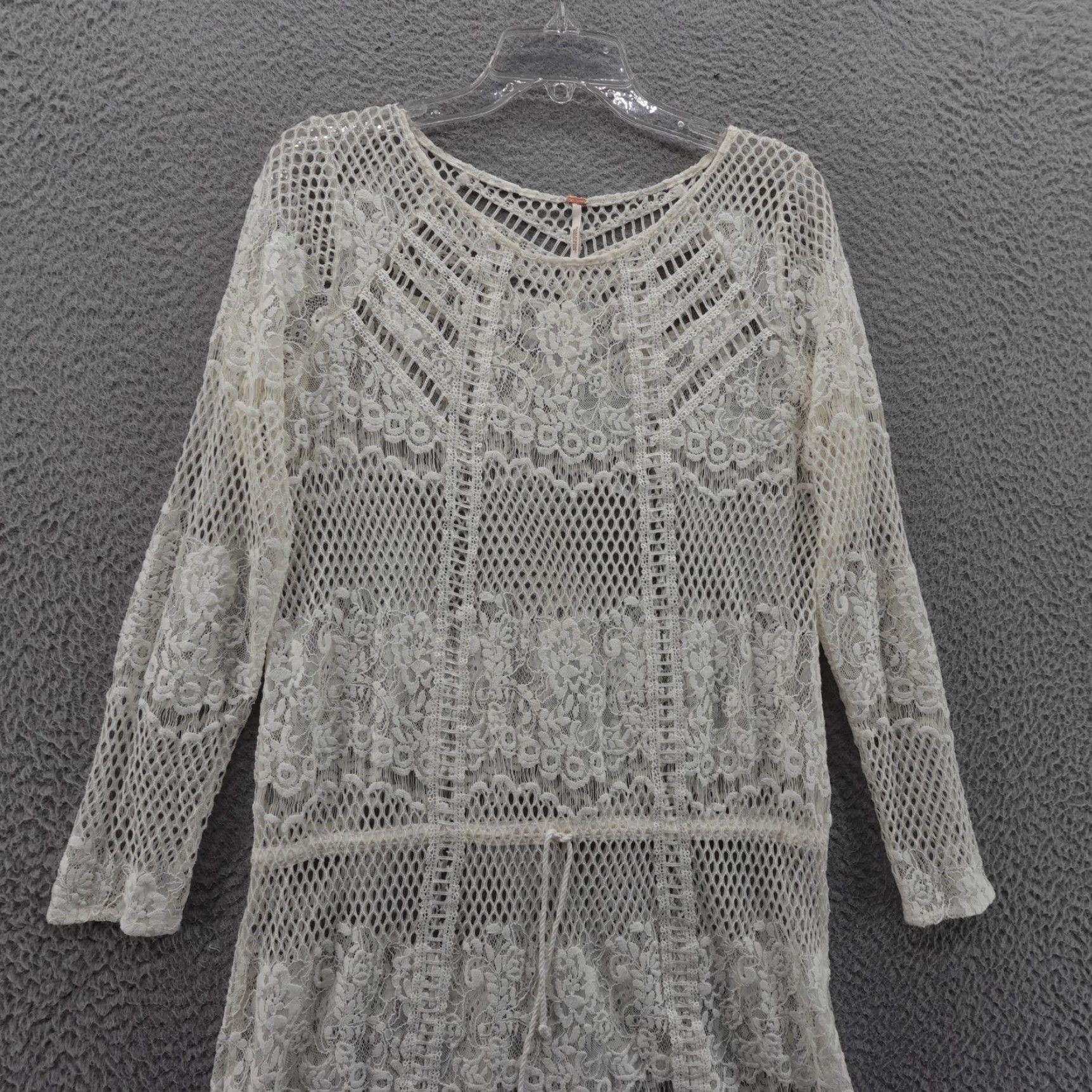 Free People Free People Luna Lace Midi Dress Womens Ivory White Boho Festival Crochet Size M / US 6-8 / IT 42-44 - 3 Thumbnail
