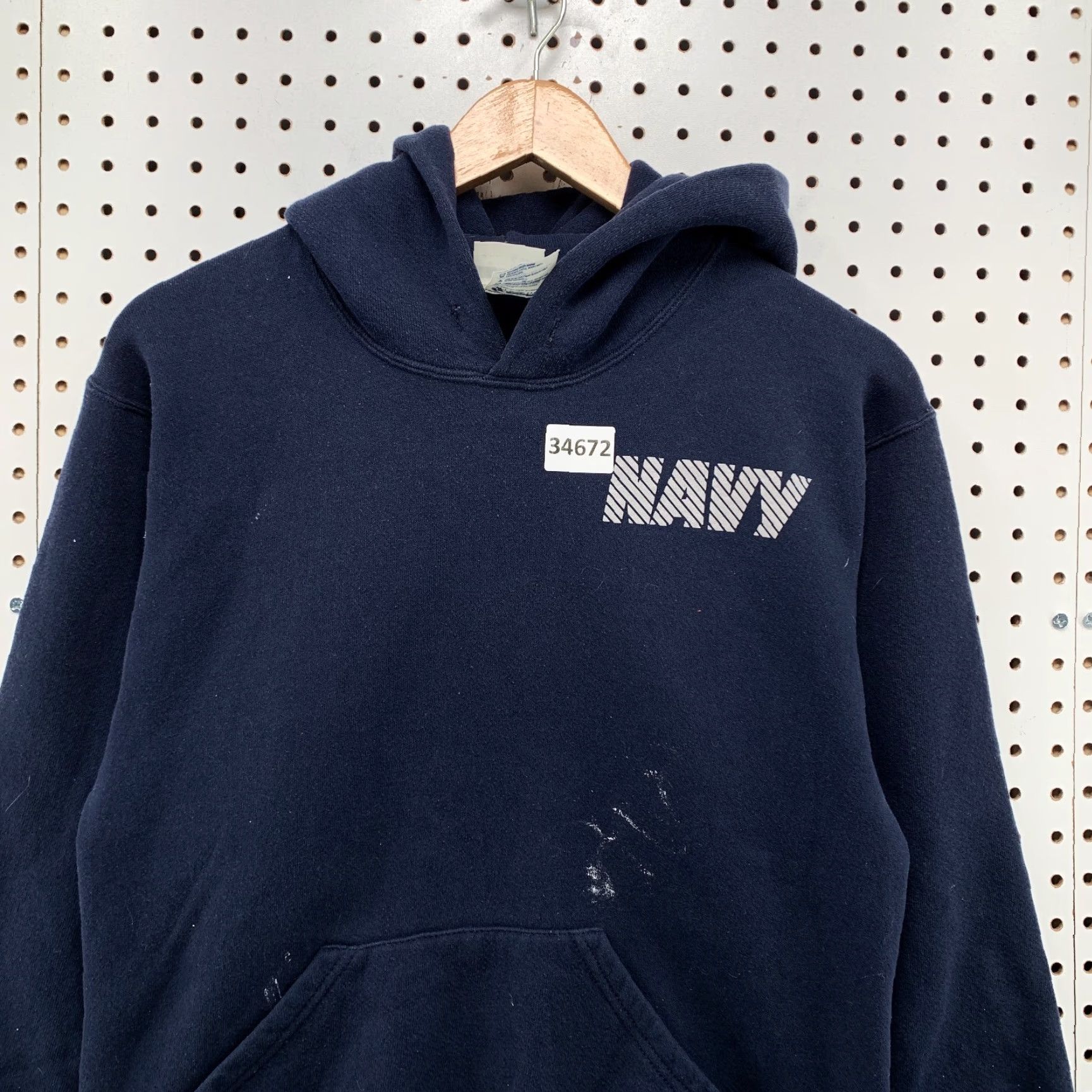 Spell VINTAGE US NAVY Hoodie Mens S Blue Reflective Spell Out 19x23.5 Sweatshirt Size US S / EU 44-46 / 1 - 6 Thumbnail