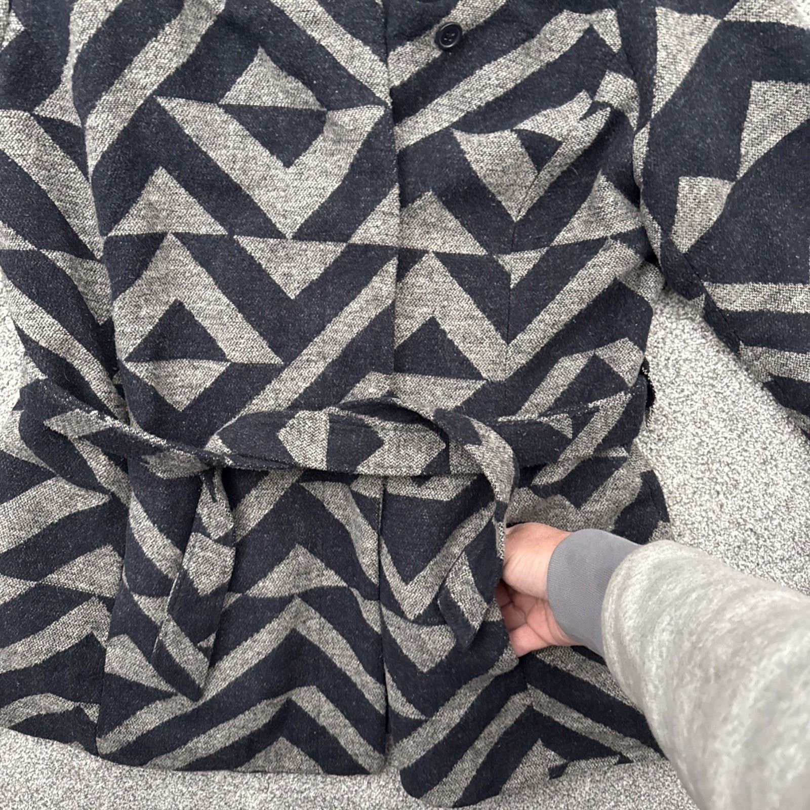 Mossimo Mossimo Coat Womens XL Geometric Belted Hoodie Avant-Garde Size XL / US 12-14 / IT 48-50 - 6 Thumbnail