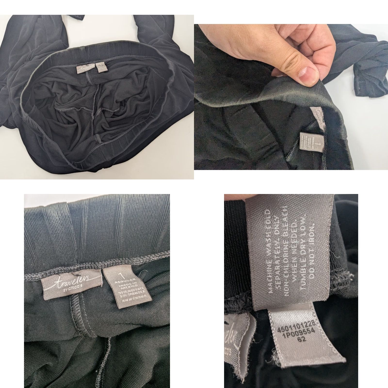 Vintage Chico's Travelers Women's Pants Black Elastic Waist Straight 8 Medium Regular Size 32" / US 10 / IT 46 - 8 Thumbnail