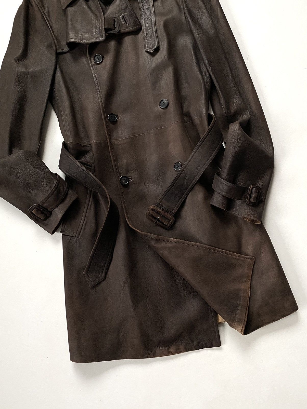 Miu Miu 🔥Archive Miu Miu FW2006 Hand Dyed Leather Trench Coat Brown Size M / US 6-8 / IT 42-44 - 12 Thumbnail
