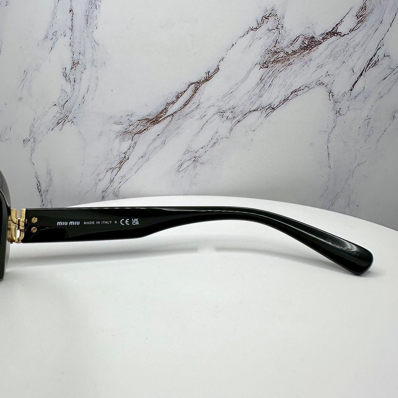 Miu Miu NEW MIU MIU Sunglasses Black Gold Rectangle Cat Eye Size ONE SIZE - 9 Thumbnail