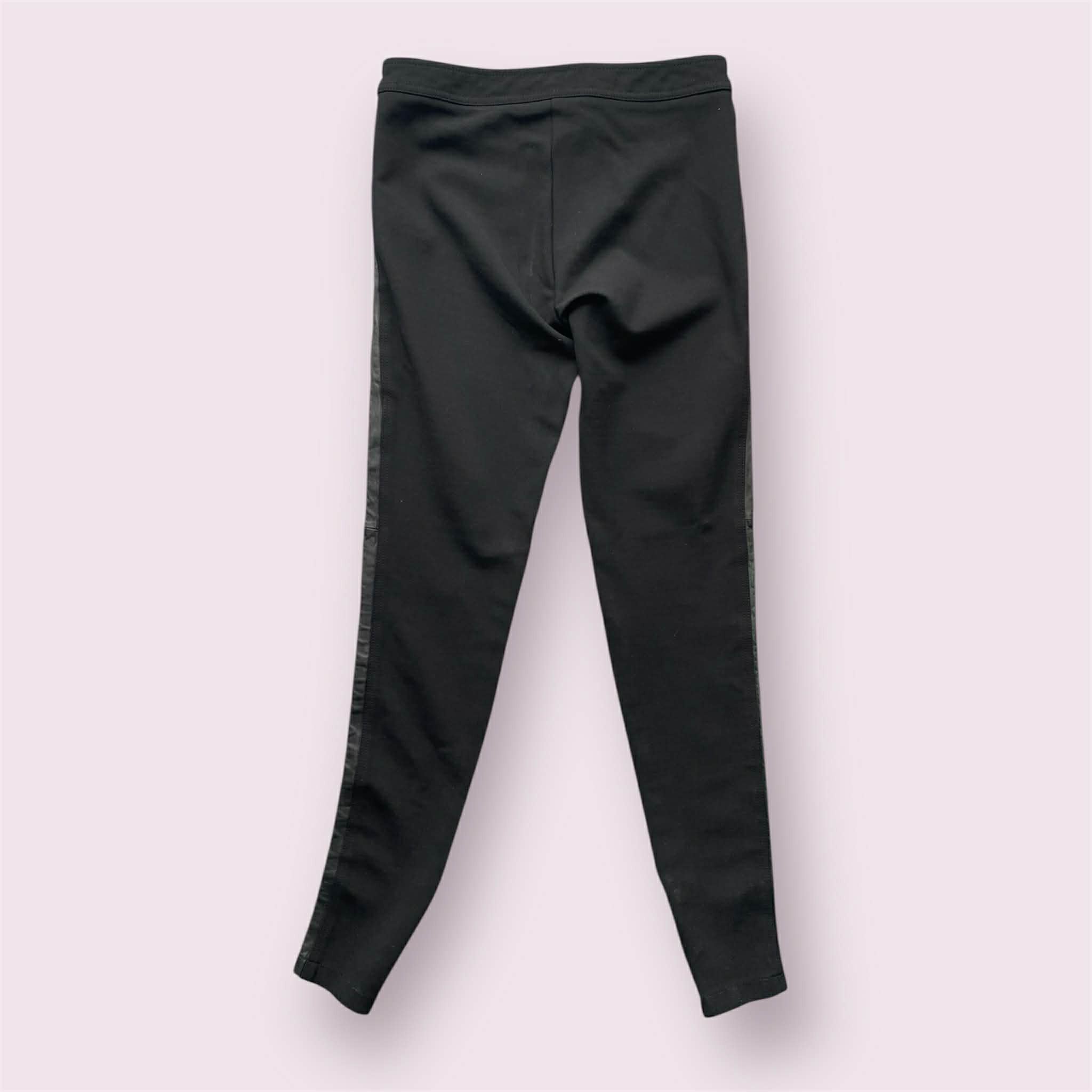 Burberry Burberry Black Lamb Leather Trim Skinny Fit Pants Leggings Size 28" / US 6 / IT 42 - 2 Thumbnail