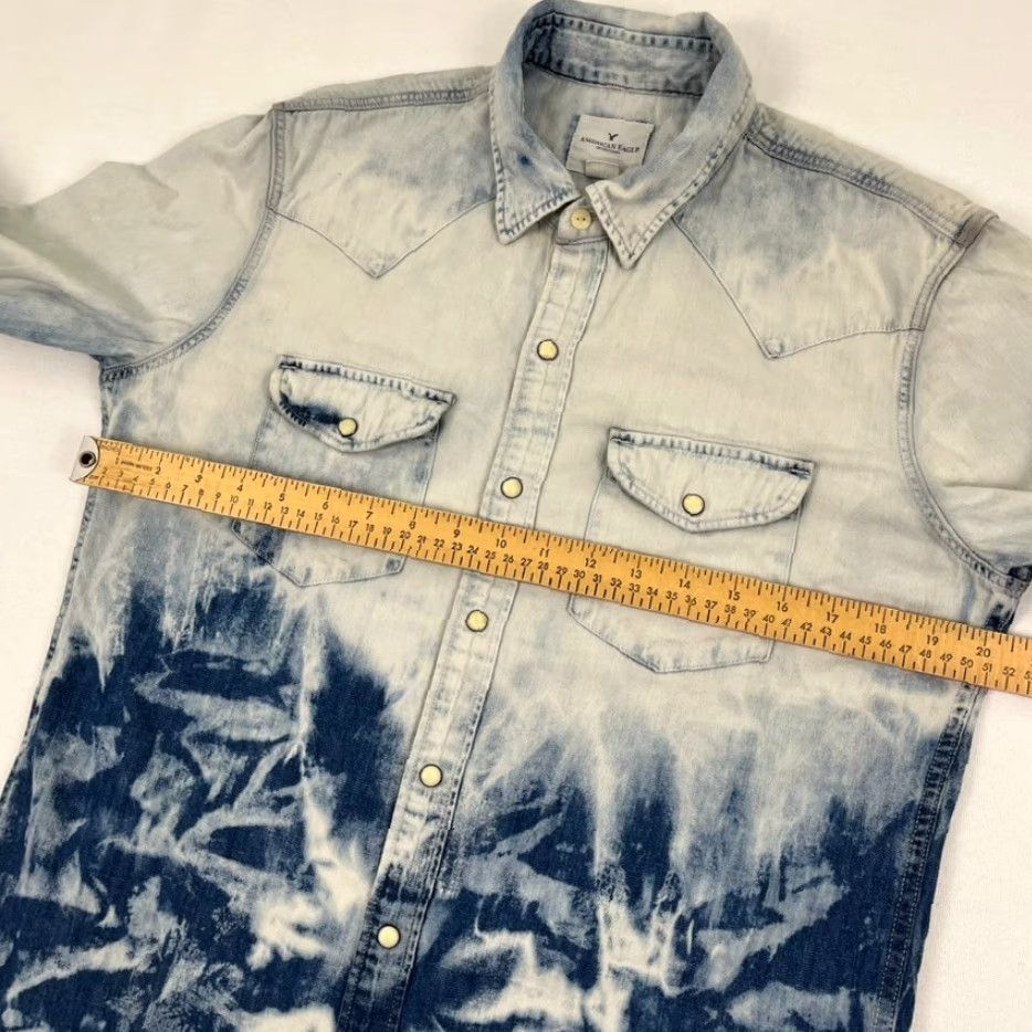 American Eagle Outfitters American Eagle Shirt Mens Medium Blue White Pearl Snap Western Pockets Tie Dye Size US M / EU 48-50 / 2 - 4 Thumbnail