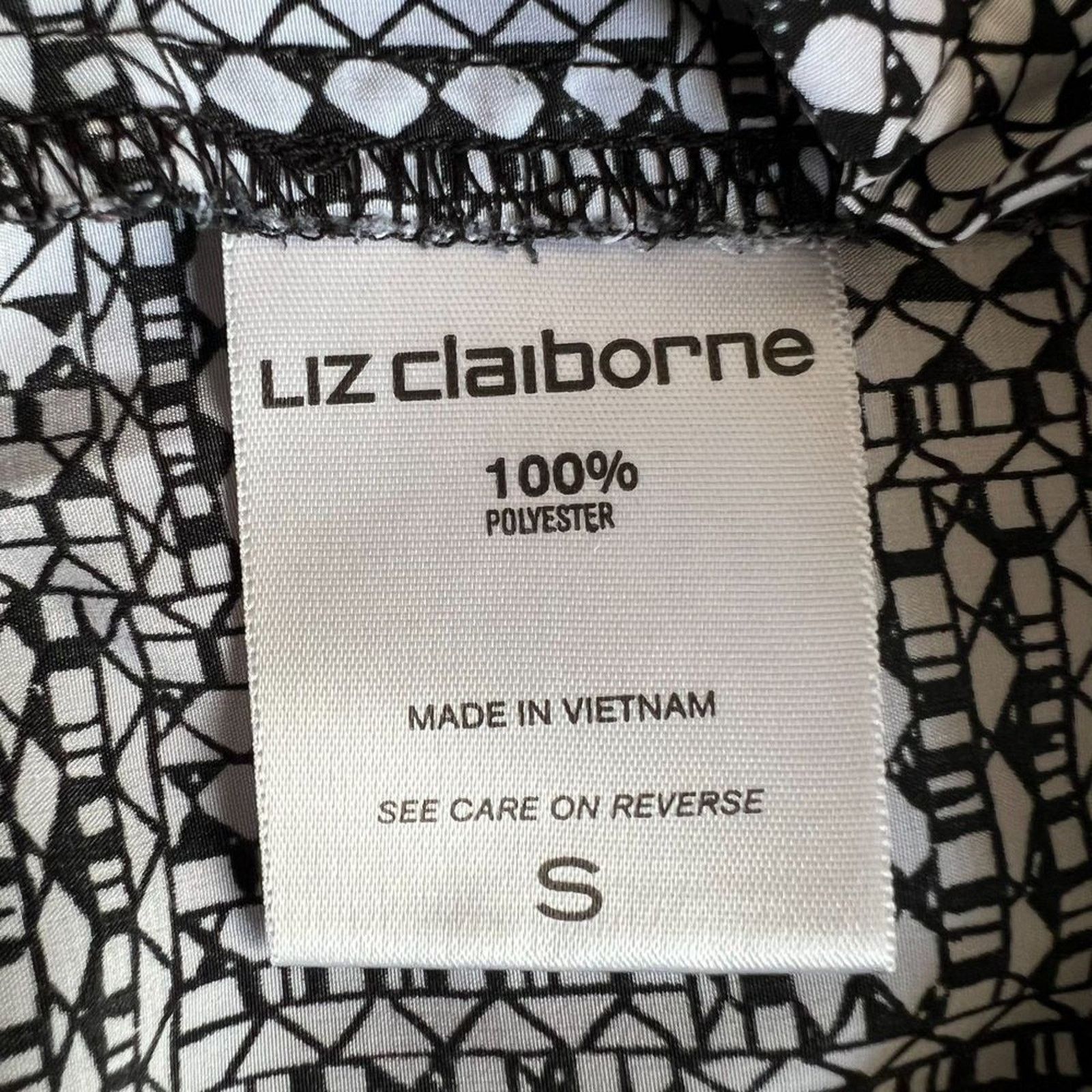 Liz Claiborne Liz Clairborne Black White Geometric Print Pants, S Size 30" / US 8 / IT 44 - 6 Thumbnail