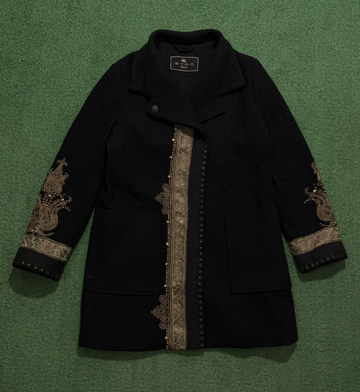 Etro Etro Milano Jacquard Wool Coat Black Rare Size S / US 4 / IT 40 - 1 Thumbnail