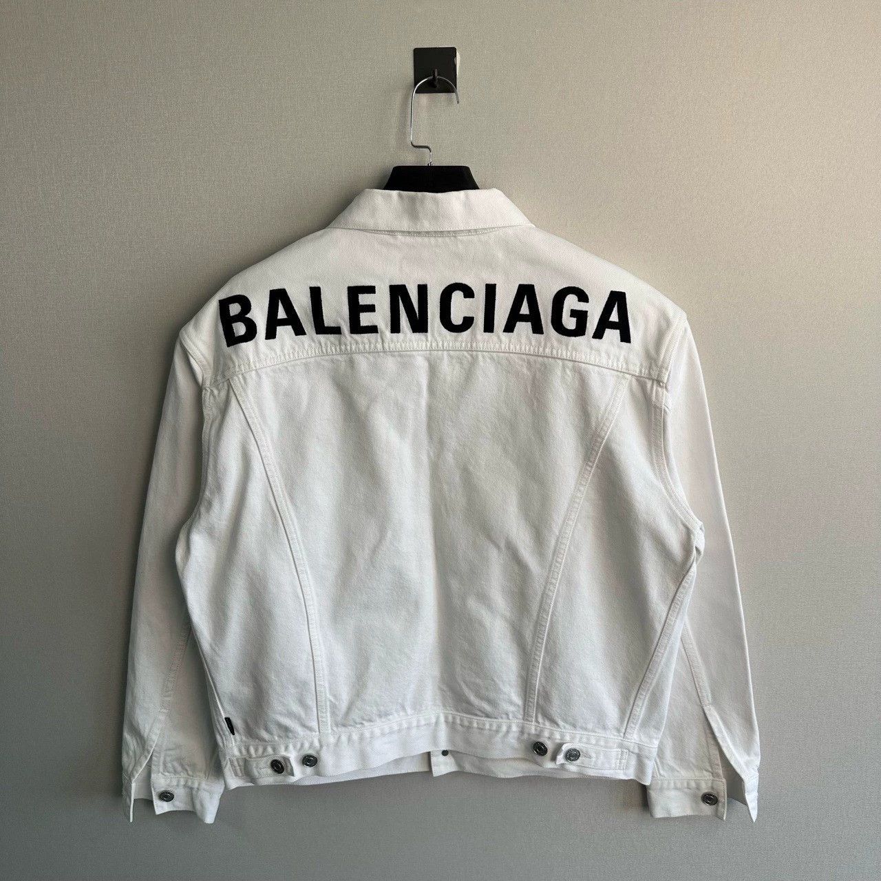 balenciaga white denim jacket with logo