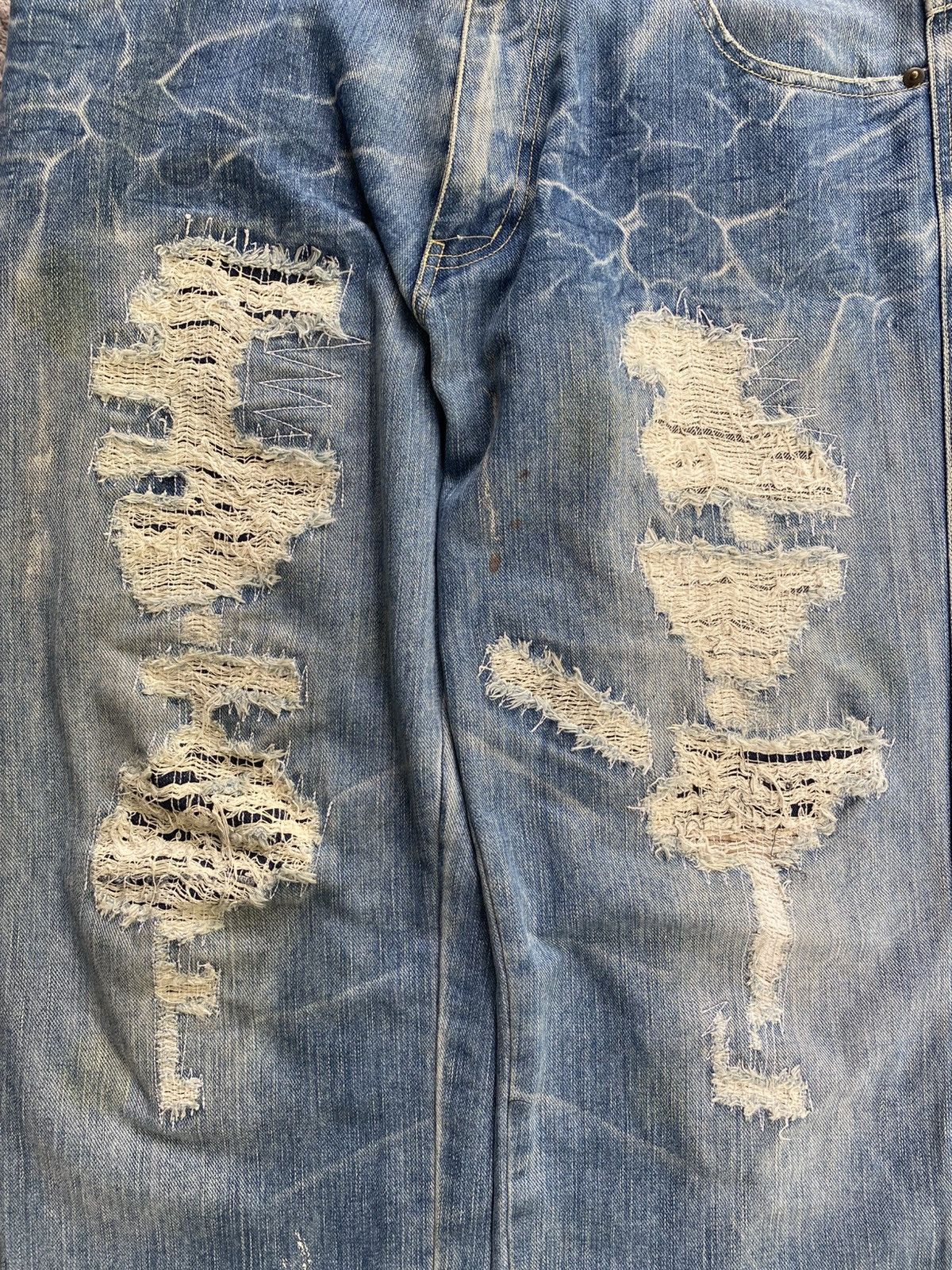 Hysteric Glamour Massive Squad Distressed Like Sashiko Boro Denim Jeans Size US 33 - 2 Thumbnail