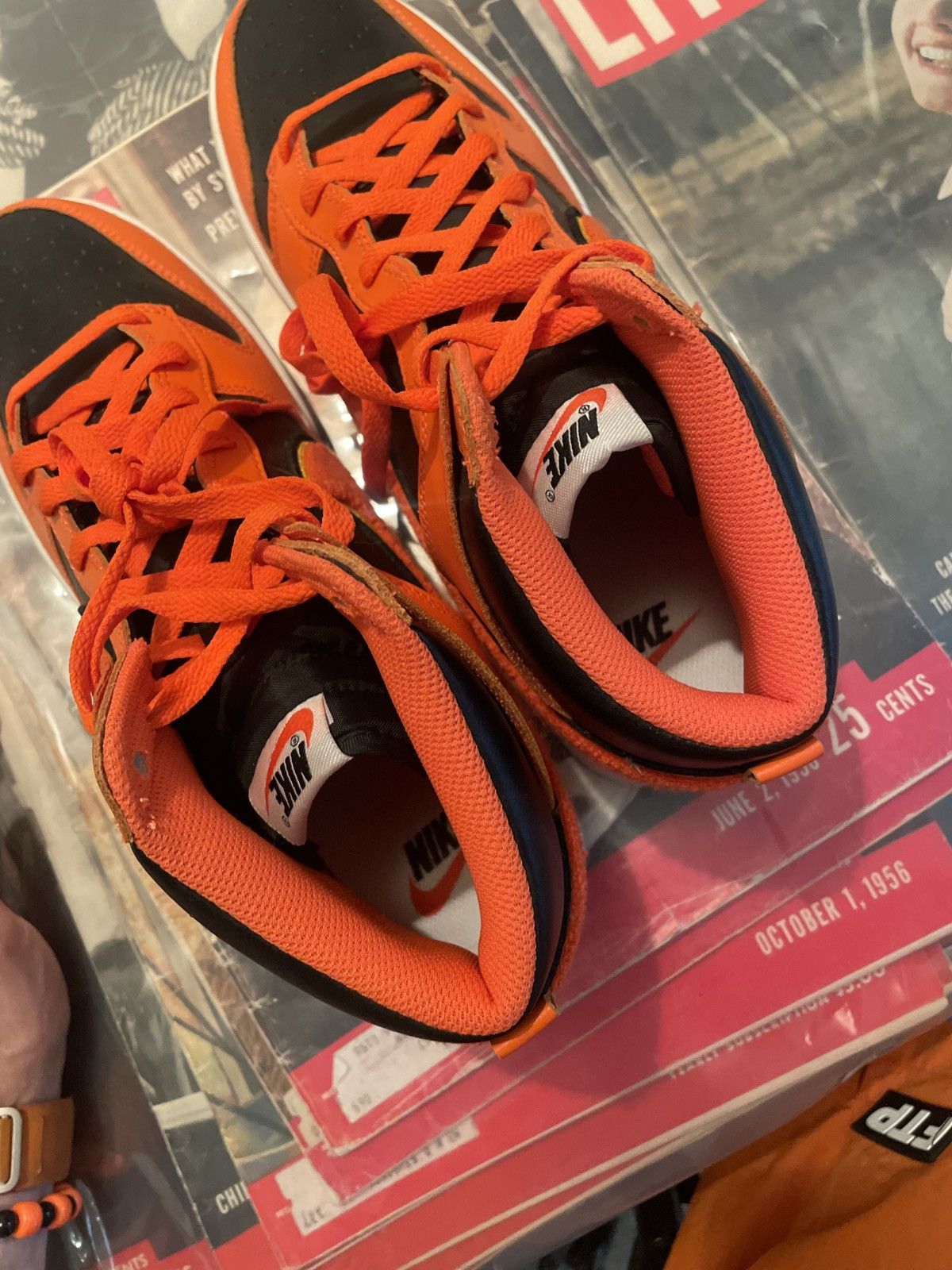 Nike Nike Dunk High Orange/Black Chenille Swoosh Size US 11.5 / EU 44-45 - 5 Thumbnail