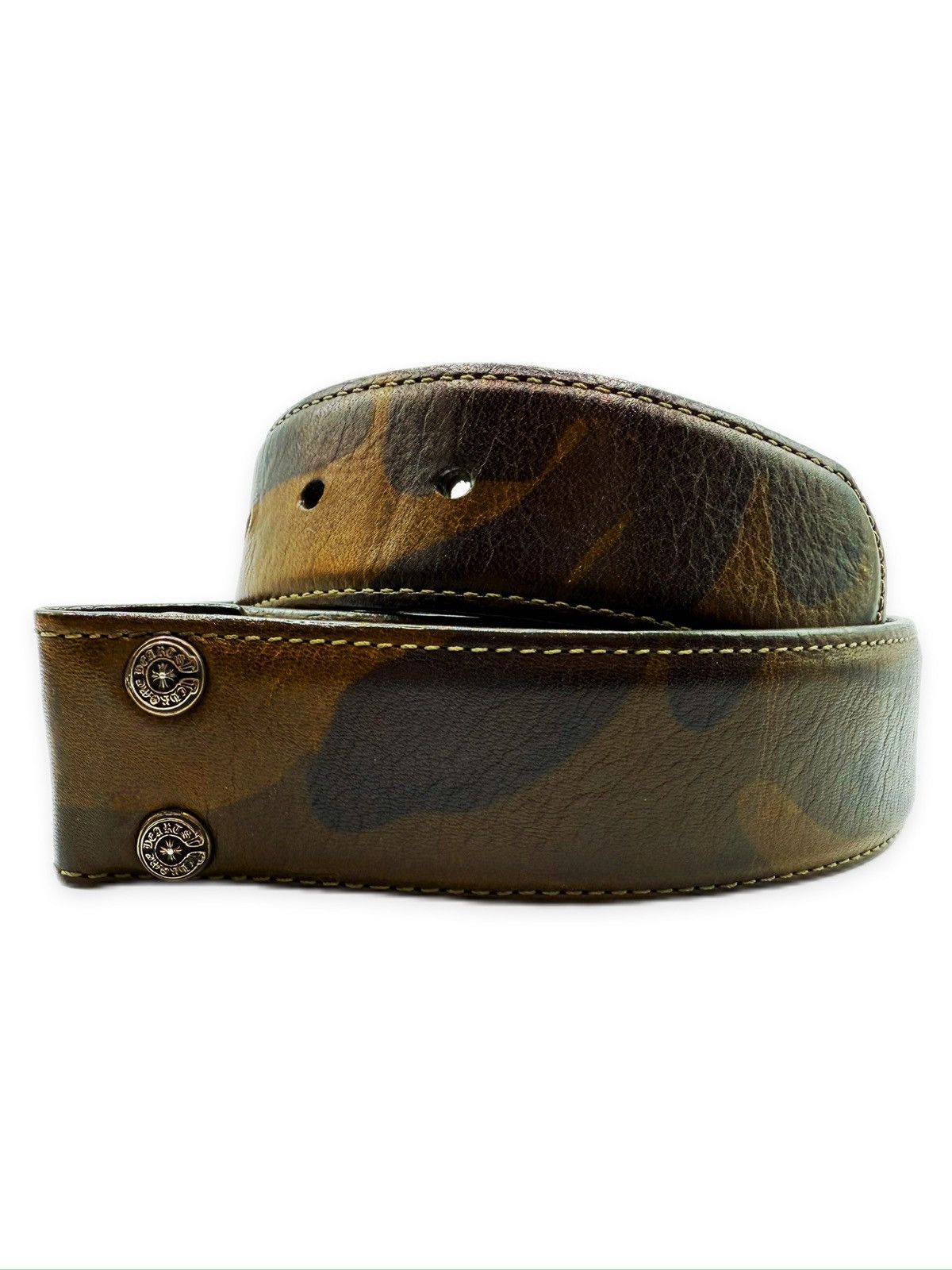 Chrome Hearts Chrome Hearts Green Camouflage .925 Silver Leather Belt Strap Size 32 - 1 Thumbnail