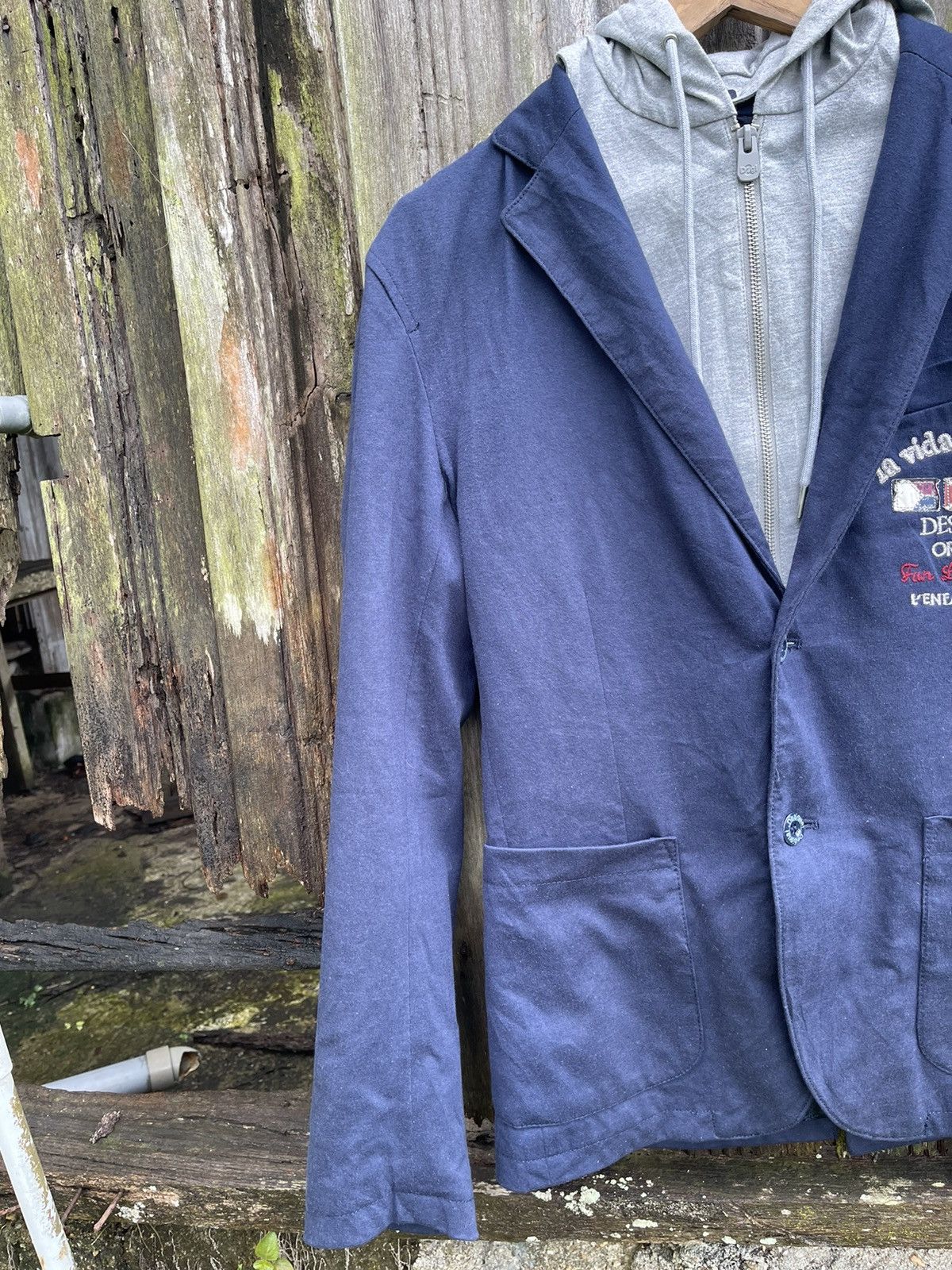 Designer Desigual Blazer Hoodie Hybrid Jacket Navy Size 48 Size US M / EU 48-50 / 2 - 8 Thumbnail