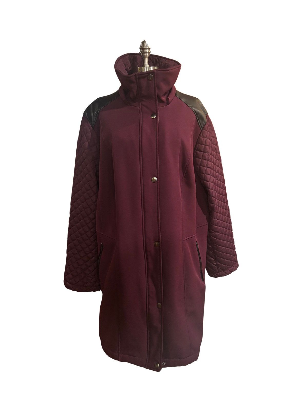 Other Women’s burgundy leather trim Jacket.wj1003 Size XXL / US 16-18 / IT 52-54 - 1 Thumbnail