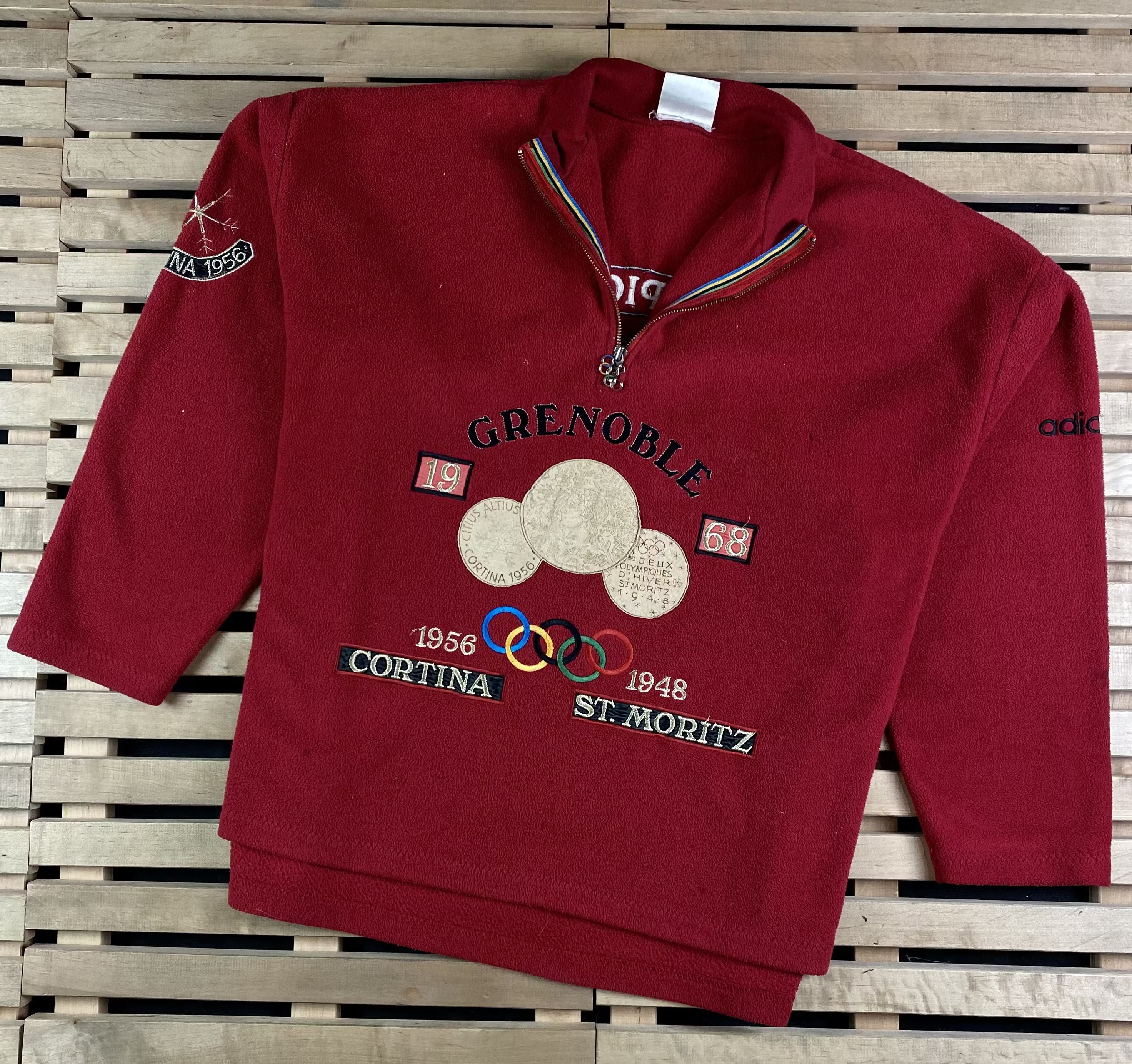 Adidas × Vintage Mens Rare Adidas Grenoble Vintage Fleece Size XL Anorak Size US XL / EU 56 / 4 - 1 Thumbnail