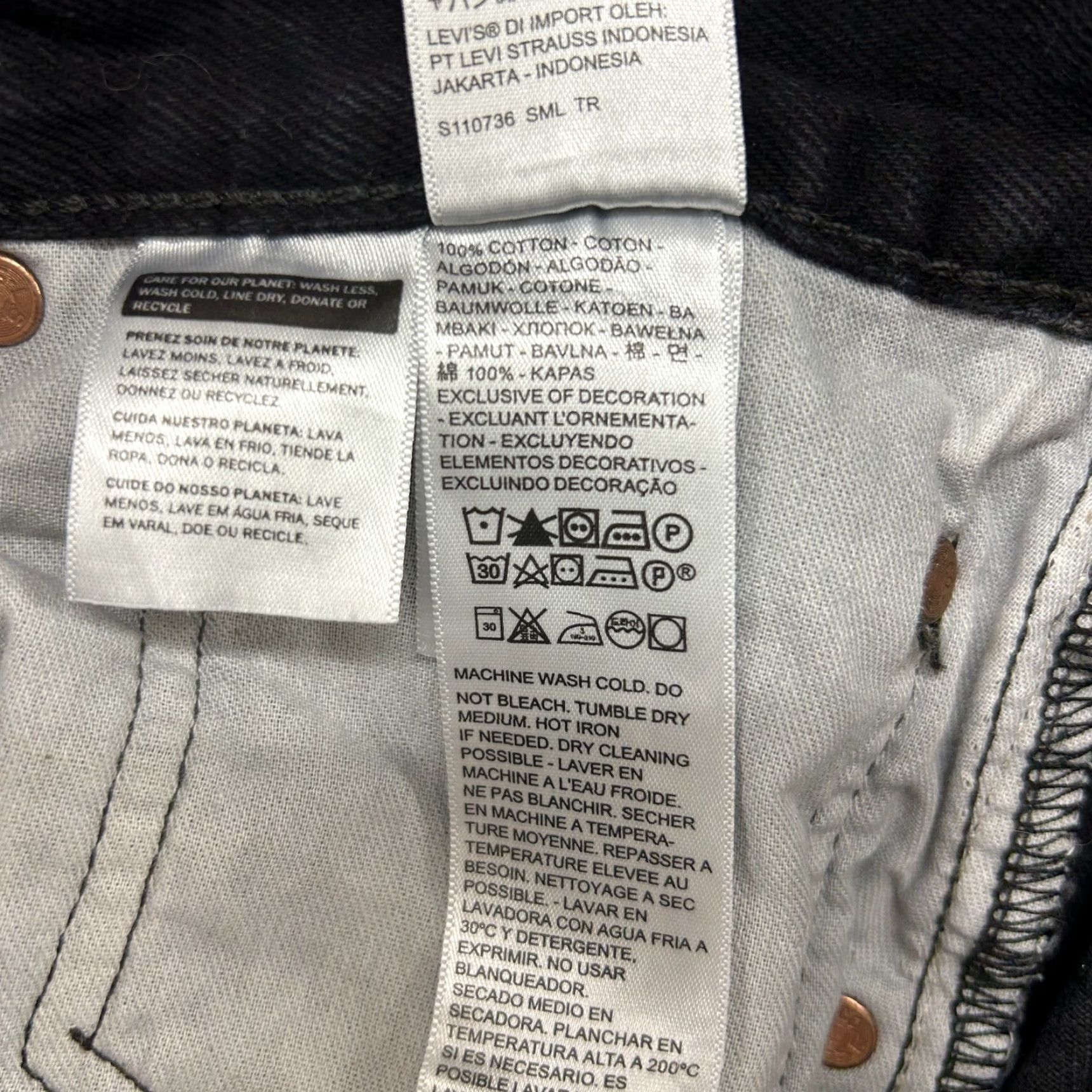 Levi's Levi's 501 Jeans Mens 33x32 Black Dark Wash Regular Fit Button Fly Straight Denim Jeans Size US 33 - 5 Thumbnail