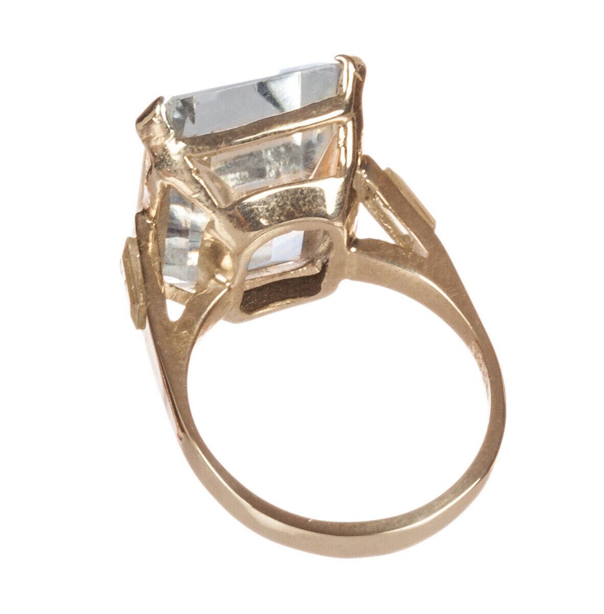 Designer 14kt Gold Vermeil Silver Emerald Cut Quartz Cocktail Ring Size ONE SIZE - 4 Thumbnail