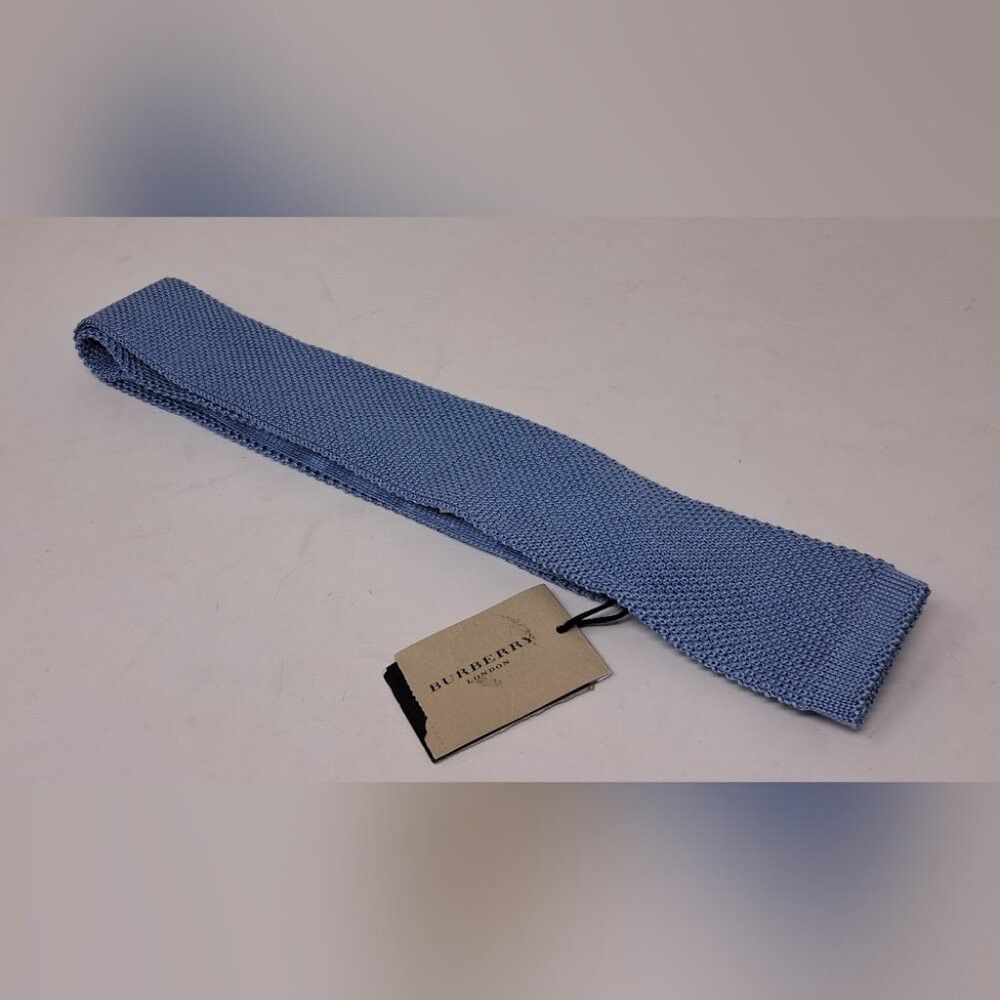 Burberry Burberry Men's 100% Silk Square Tie Slim Fit Light Sky Blue Size ONE SIZE - 9 Thumbnail