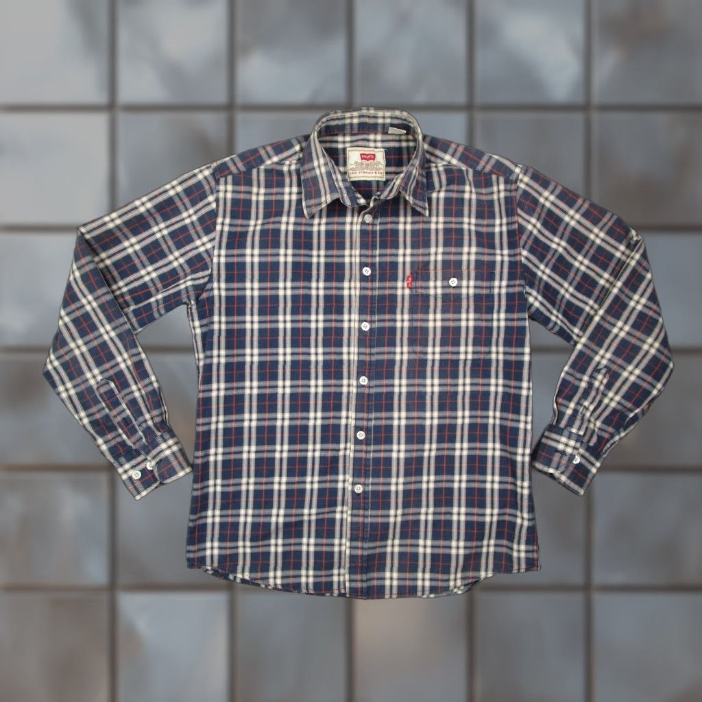 Levi's VINTAGE Levi's Shirt Mens L Blue Plaid Long Sleeve Button-Up Workwear Casual Western 90s Cowboys Mens Size US L / EU 52-54 / 3 - 1 Thumbnail