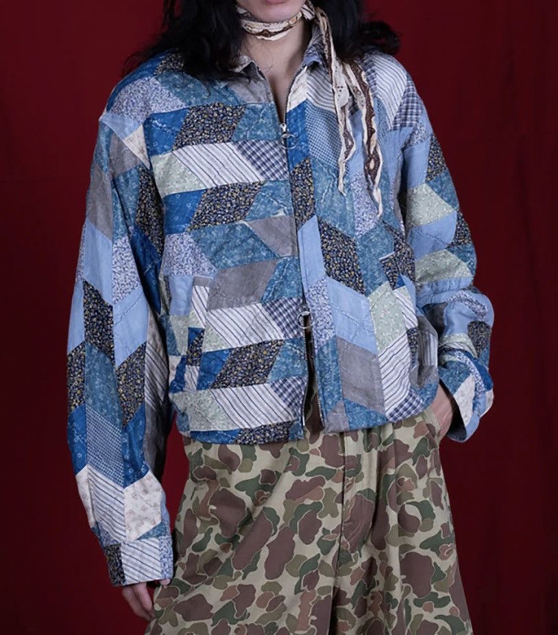 Kapital Kapital Yabane Cropped Quilted Patchwork Cotton Linen Jacket Size US L / EU 52-54 / 3 - 1 Thumbnail