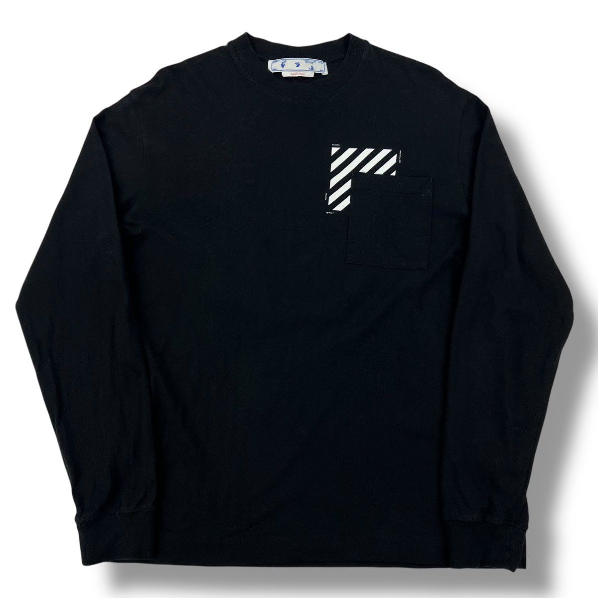 Off-White Off-White Diagonal Black Long Sleeve T Shirt Size US L / EU 52-54 / 3 - 3 Thumbnail