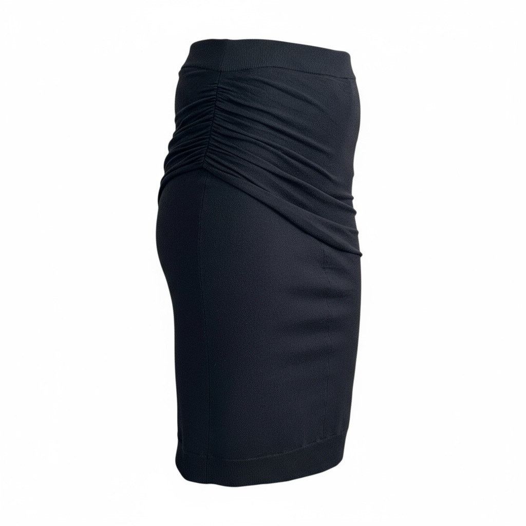 Carven Y2K Knit Pencil Skirt Black sz S Gathered Side Knee Length Size 27" / US 4 / IT 40 - 2 Thumbnail