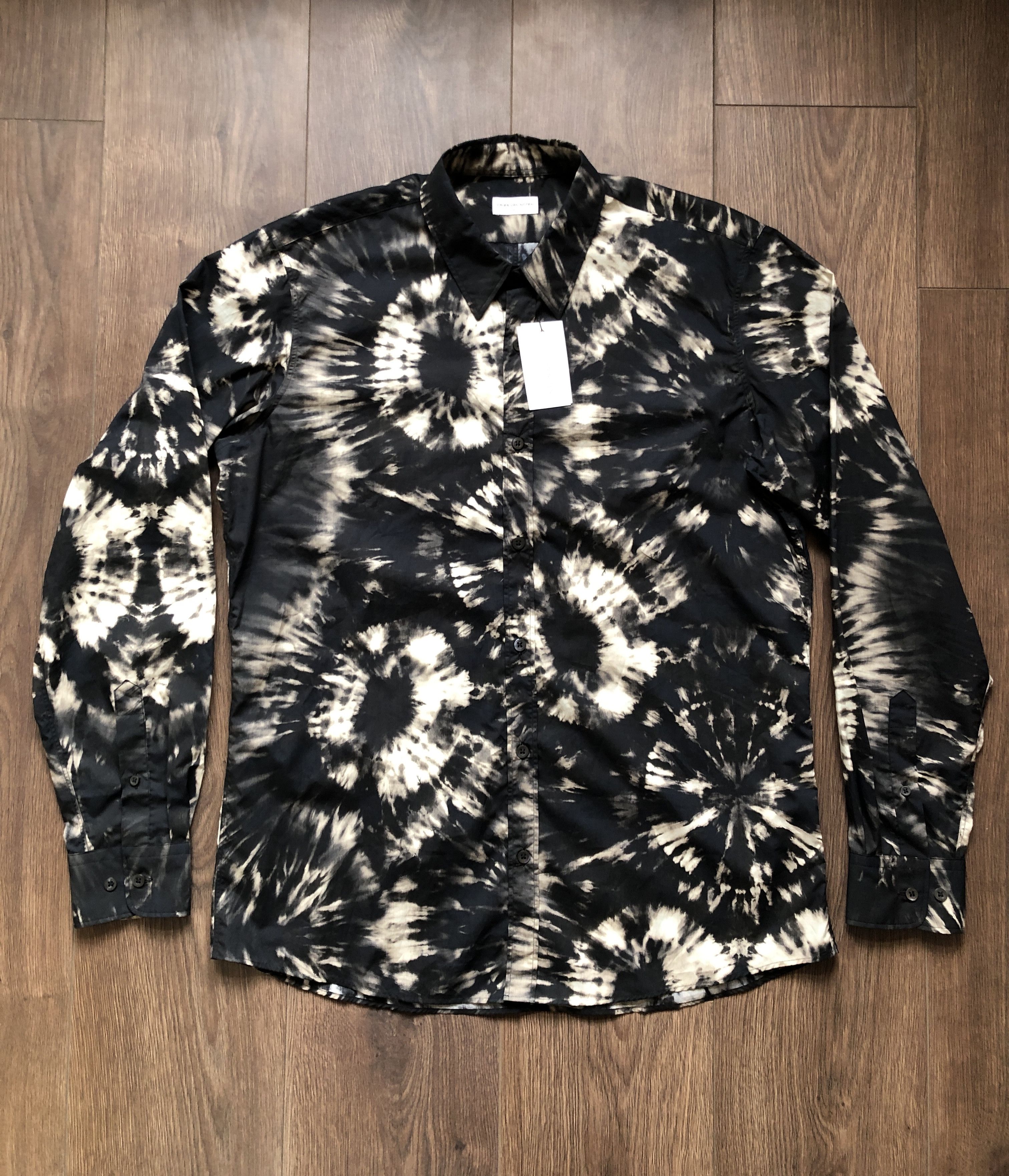 image of Dries Van Noten A/w 19 Corbin Tie-Dye Shirt in Black, Men's (Size Large)
