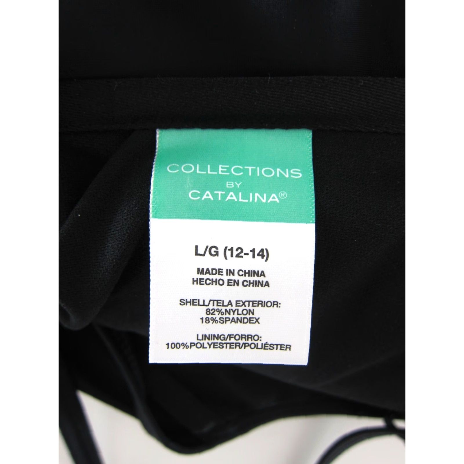 Catalina Catalina Women's Tankini Top Black Fringe Padded Nylon 12-14 Large Swimsuit Tank Style Built-In Bra Size L / US 10 / IT 46 - 3 Thumbnail