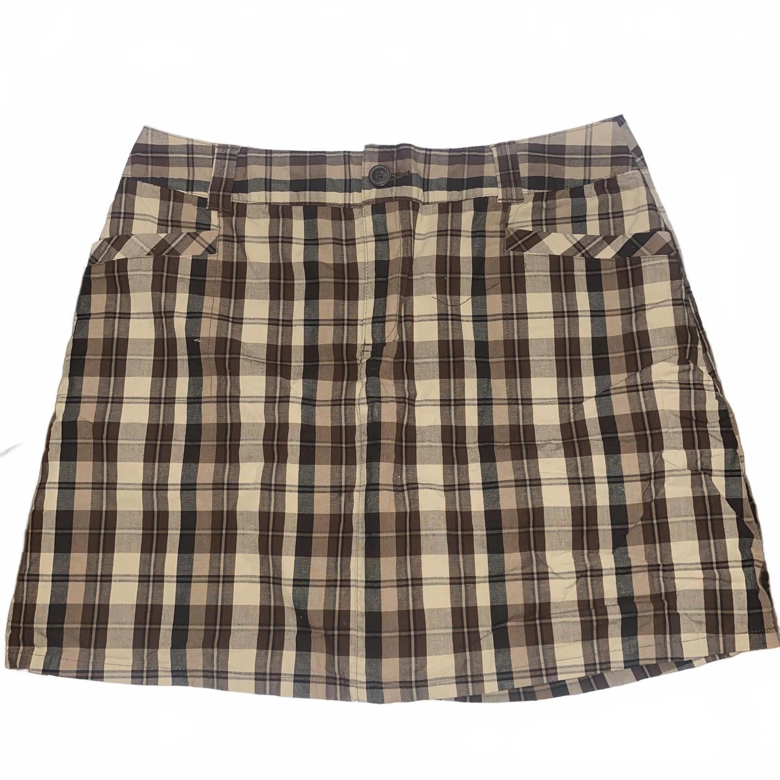 Designer Vintage Brown Plaid Skort Size 10 Y2K Preppy Aesthetic Size 32" / US 10 / IT 46 - 1 Thumbnail