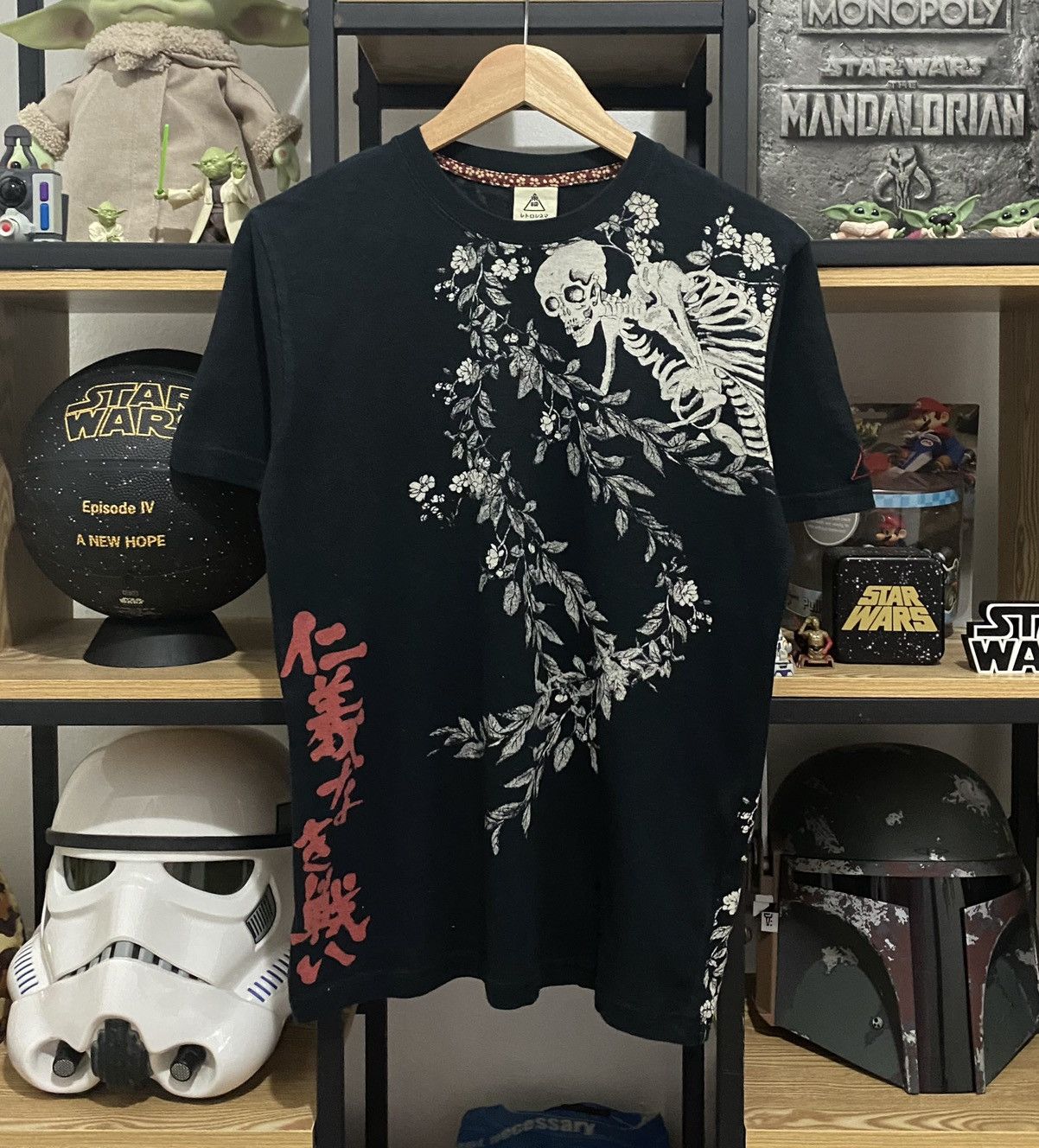 image of Avant Garde x Skulls Sukajan Skull Harajuku Sakura By Toei Company Japan Tee in Black (Size Medium)