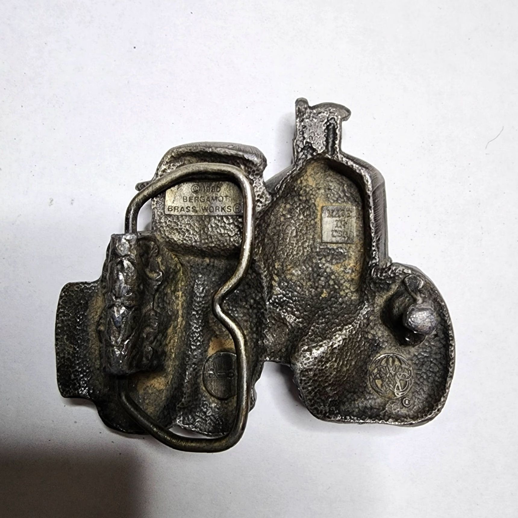 Vintage VINTAGE 1980 3D Metal Tractor Belt Buckle Tractor Pewter Mens Belt Buckle Silver 80s Tractor Vintage Size ONE SIZE - 3 Thumbnail