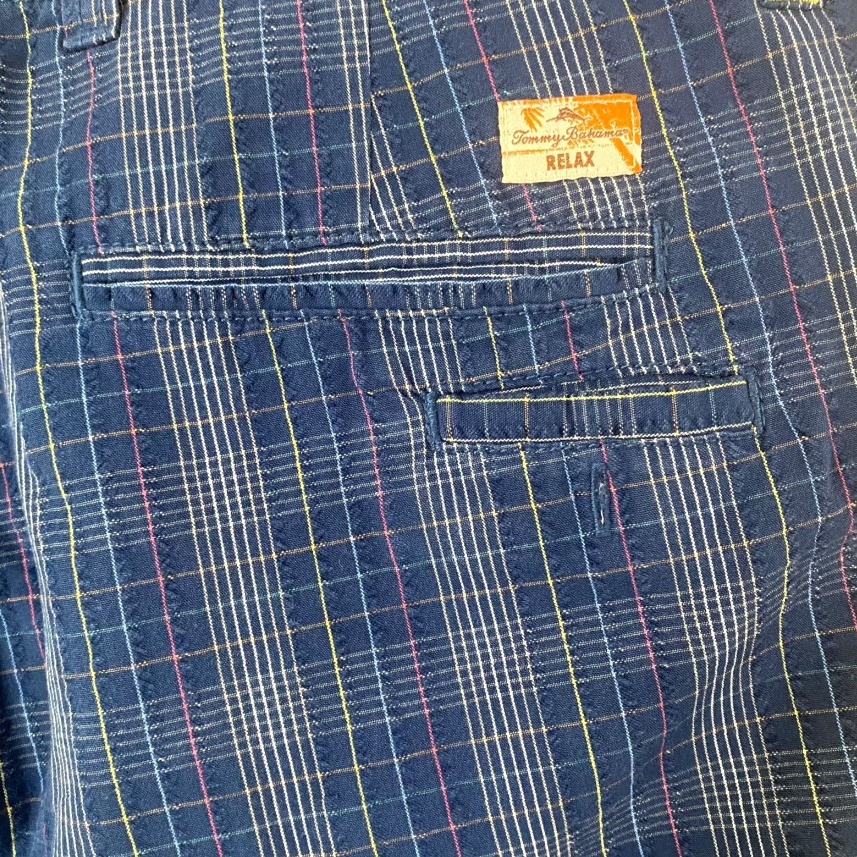 Tommy Bahama VINTAGE Tommy Bahama Relax Seersucker Flat Front Shorts Blue Plaid Mens Size 32 Size US 32 / EU 48 - 7 Thumbnail