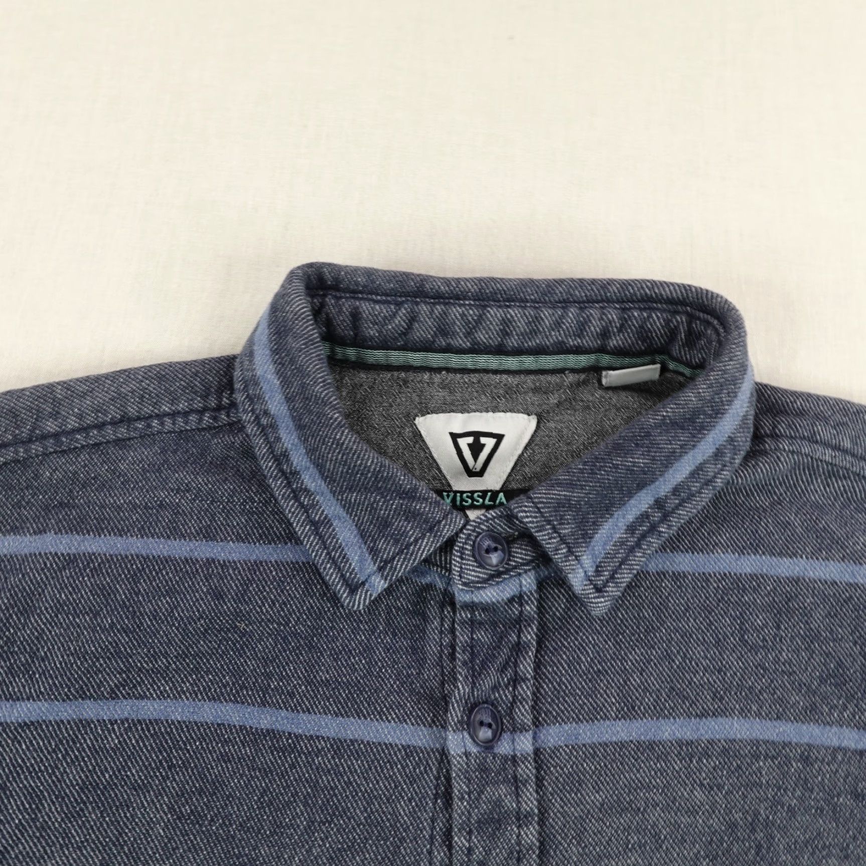 Vissla VISSLA Mens Shirt Casual Long Sleeve Flannel Button-Up Cotton Blue Stripes 90s Outdoor Surfing Surf Wear M Size US M / EU 48-50 / 2 - 2 Thumbnail