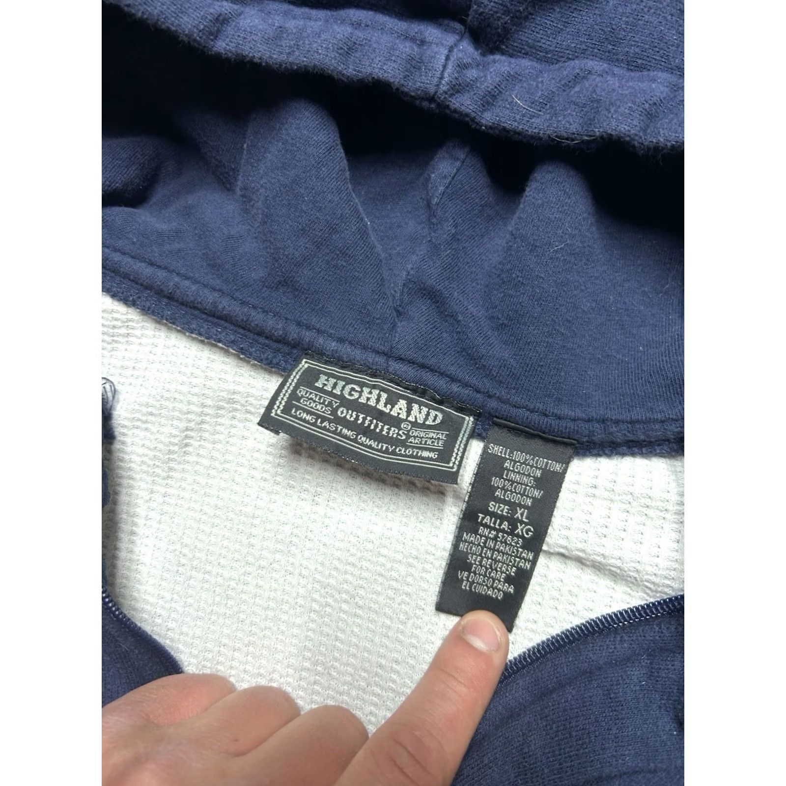 Doublet VINTAGE Highland Outfitters Hoodie Blue XL Warmth Thermal Knit Double Face Navy Full Zip Mens Size US XL / EU 56 / 4 - 4 Thumbnail