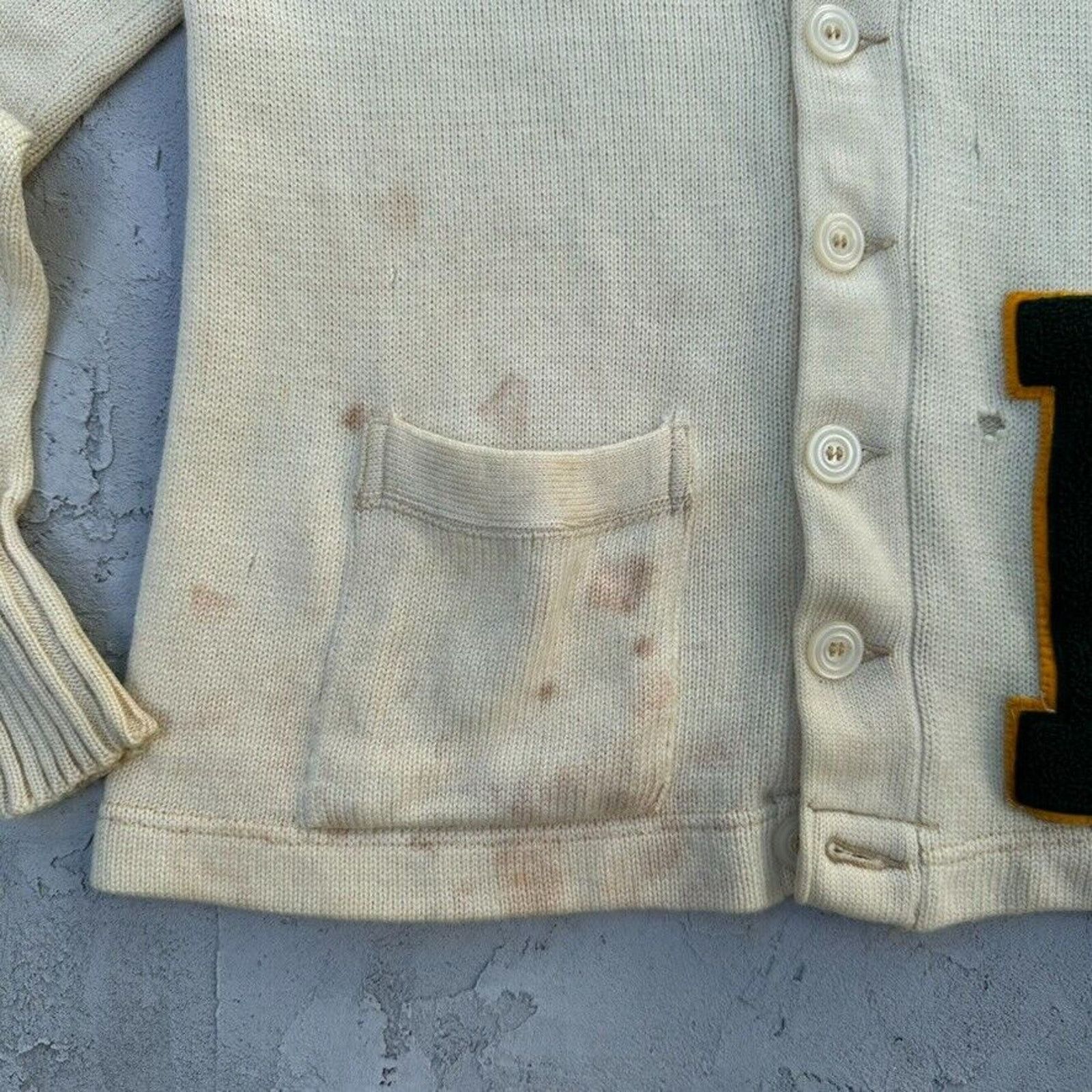 Vintage Vtg Harris Flippen Letterman Sweater Distressed Size US M / EU 48-50 / 2 - 5 Thumbnail