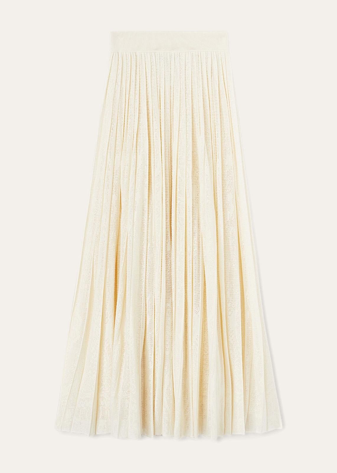 o1srvl11e1224 Diavolezza Virgin Wool Skirt in Ivory