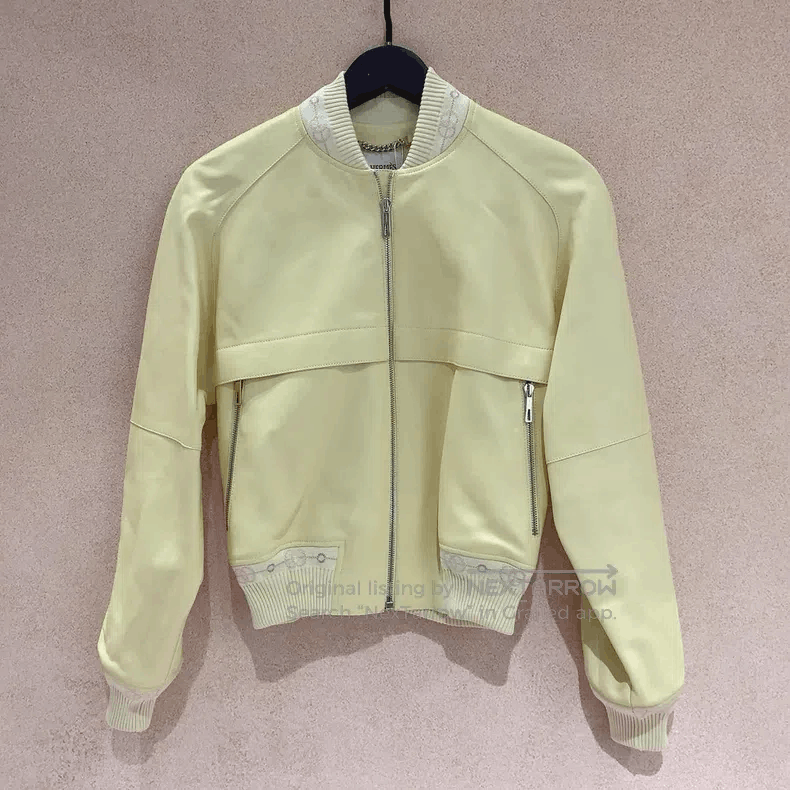 Hermes Hermes Solid Color Zipper Leather Jacket - Women's - Cream Size XXS / US 00 / IT 34 - 1 Thumbnail