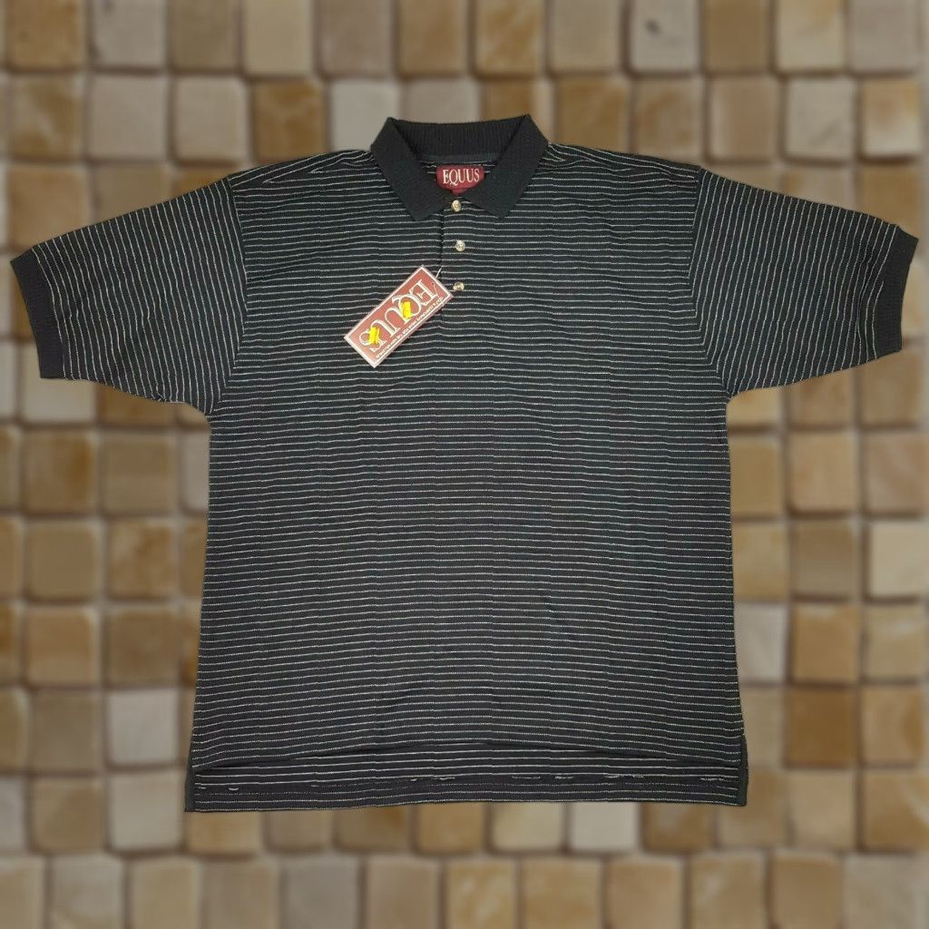 Vintage VINTAGE Equus Golf Onyx Striped Mens Size XL Black Short Sleeve Casual Sports Polo Shirt Size US XL / EU 56 / 4 - 1 Thumbnail