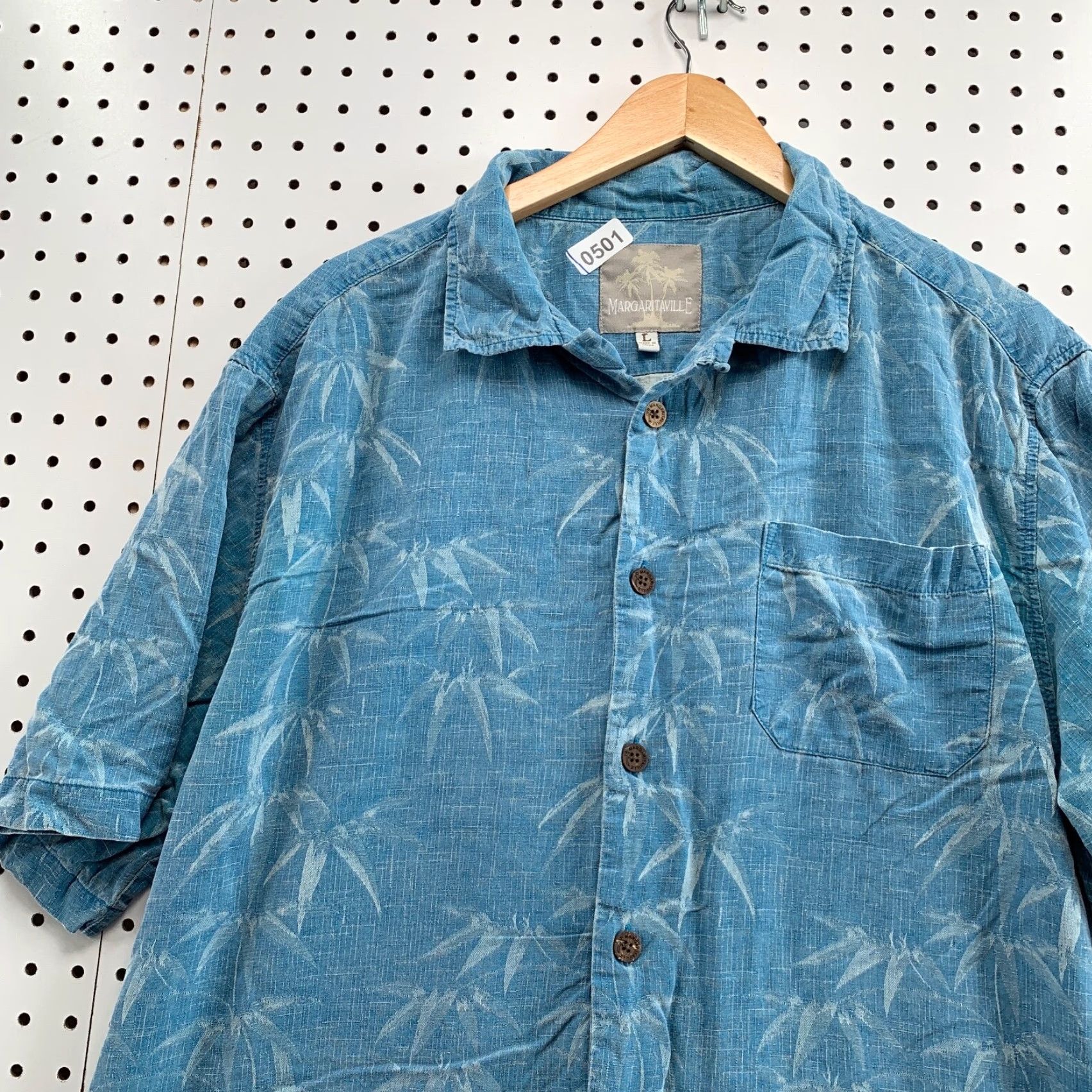 Vintage VINTAGE Margaritaville Hawaiian Silk Shirt Men Large Blue Floral Button-Up 90s Size US L / EU 52-54 / 3 - 6 Thumbnail