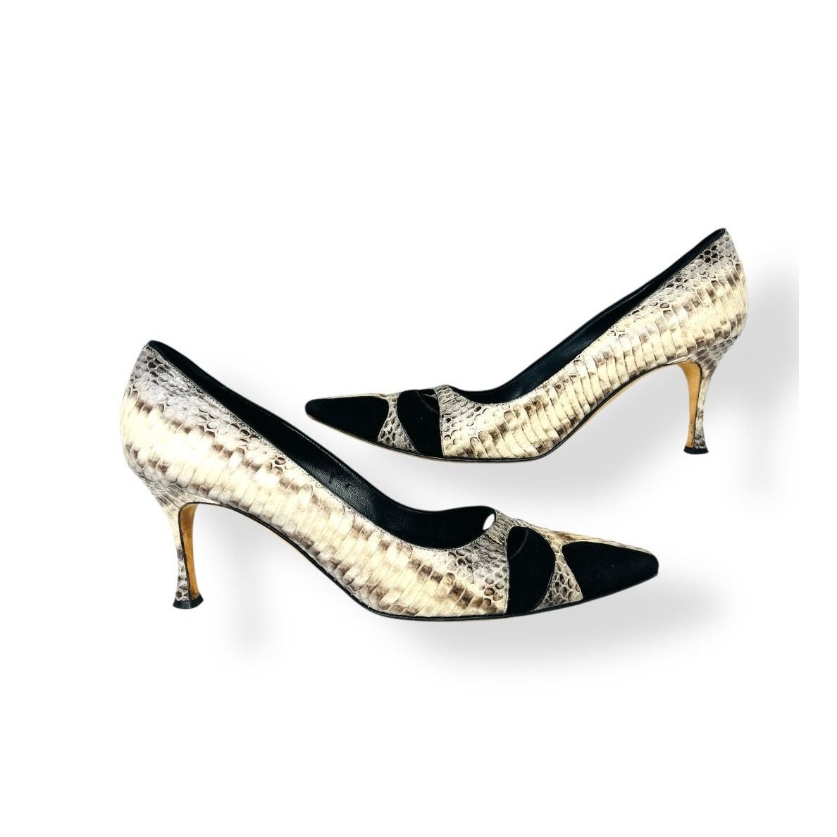Manolo Blahnik Manolo Blahnik Python Snakeskin Suede Pumps Pointed Toe 39 Size US 9 / IT 39 - 7 Thumbnail
