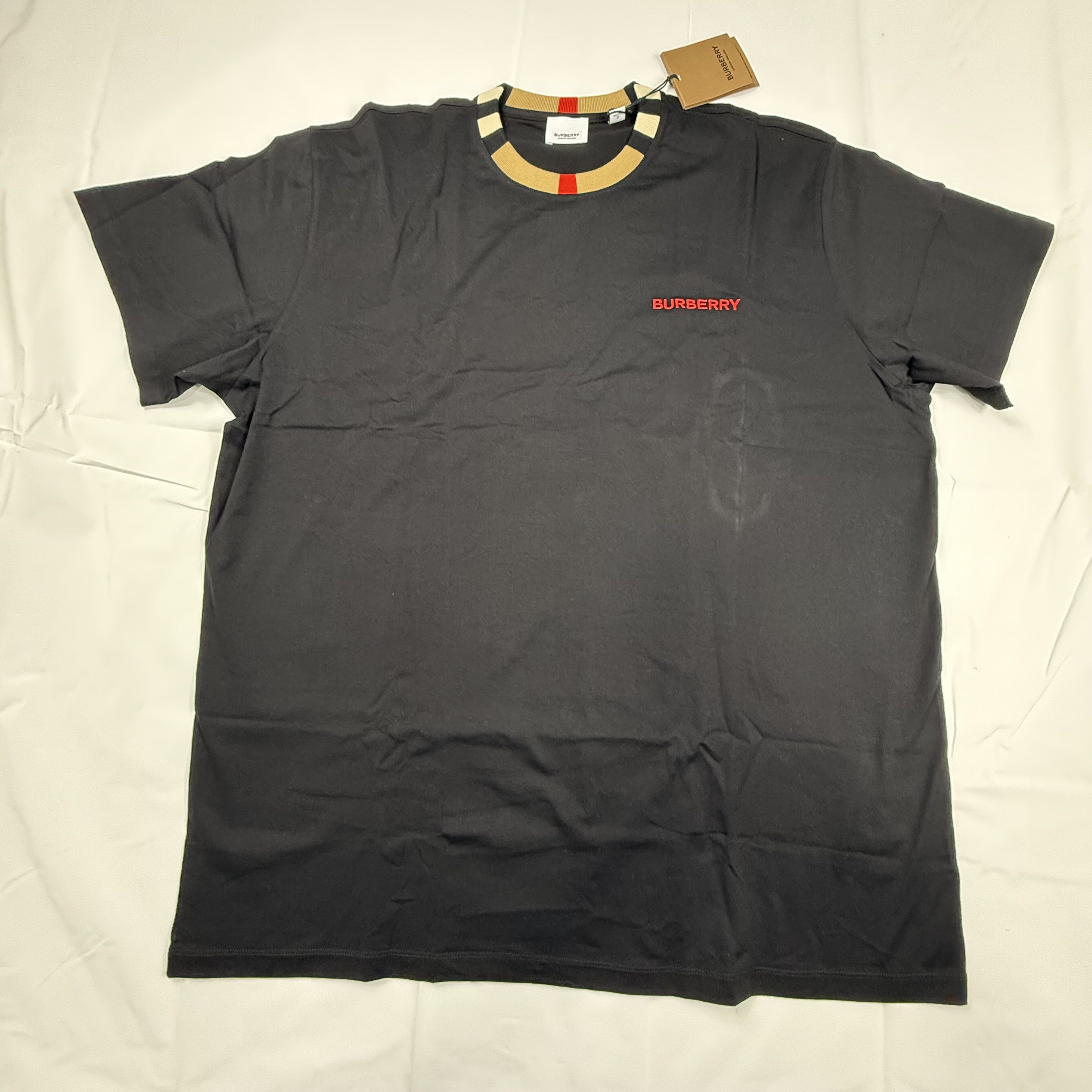 Burberry Burberry Jayson Cotton Logo T-Shirt Striped Ribbed Collar XL Size US XL / EU 56 / 4 - 1 Thumbnail