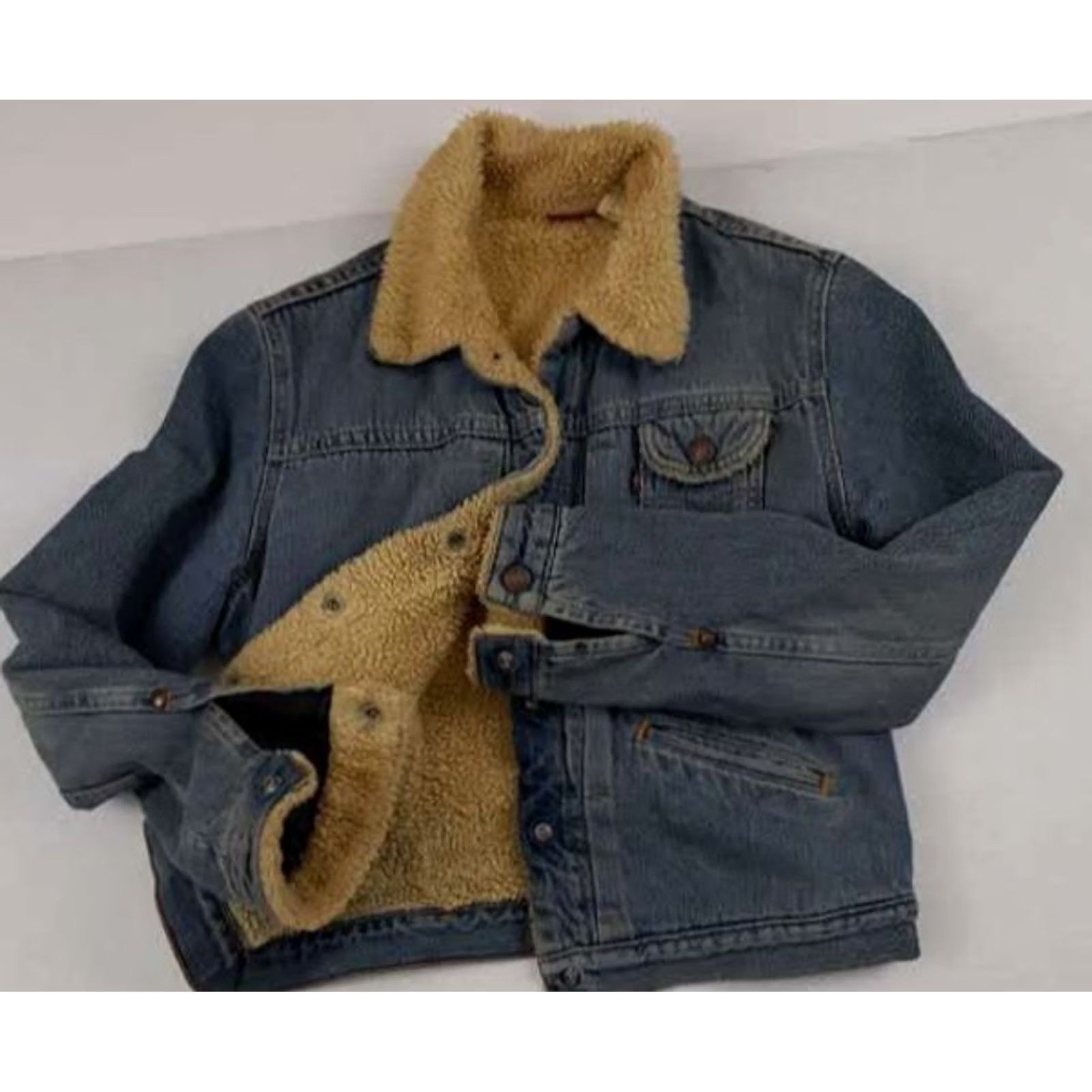 Vintage VINTAGE Levi’s Woman-Junior Medium Sherpa Lined Blue Jeans Jacket Shirt Jacket Women Juniors Bomber Western Outdoor Wear 80s Size 32" / US 10 / IT 46 - 5 Thumbnail
