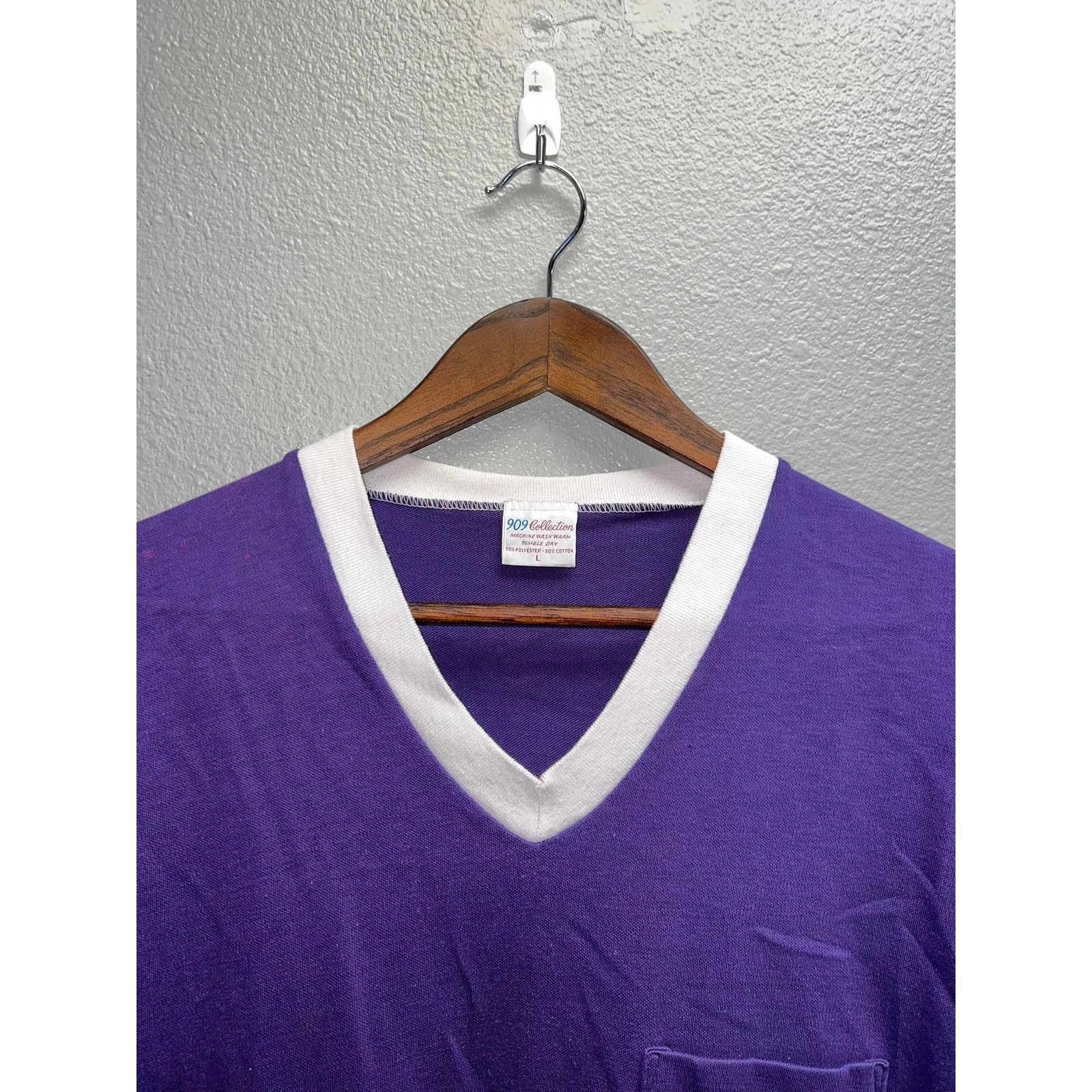 Vintage 90s Vintage 909 Collection Purple White Blank Shirt VTG L Size US L / EU 52-54 / 3 - 2 Thumbnail