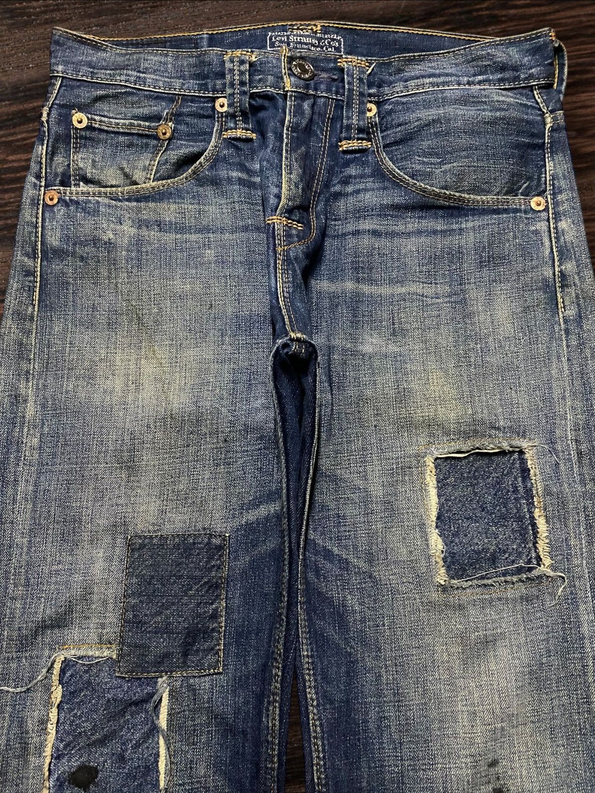 Levi's Vintage Levis Y2K Blue Wash Patches Distressed Loose Jeans Size US 32 / EU 48 - 3 Thumbnail