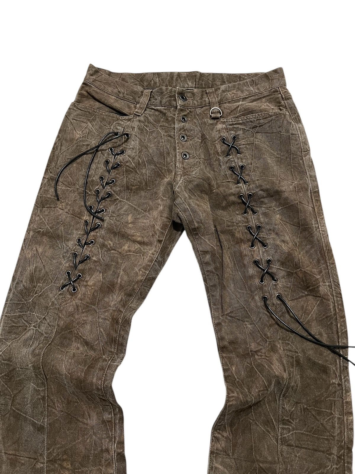 If Six Was Nine × Japanese Brand × Le Grande Bleu (L.G.B.) Nicole club distressed laces up denim pants Size US 31 - 3 Thumbnail